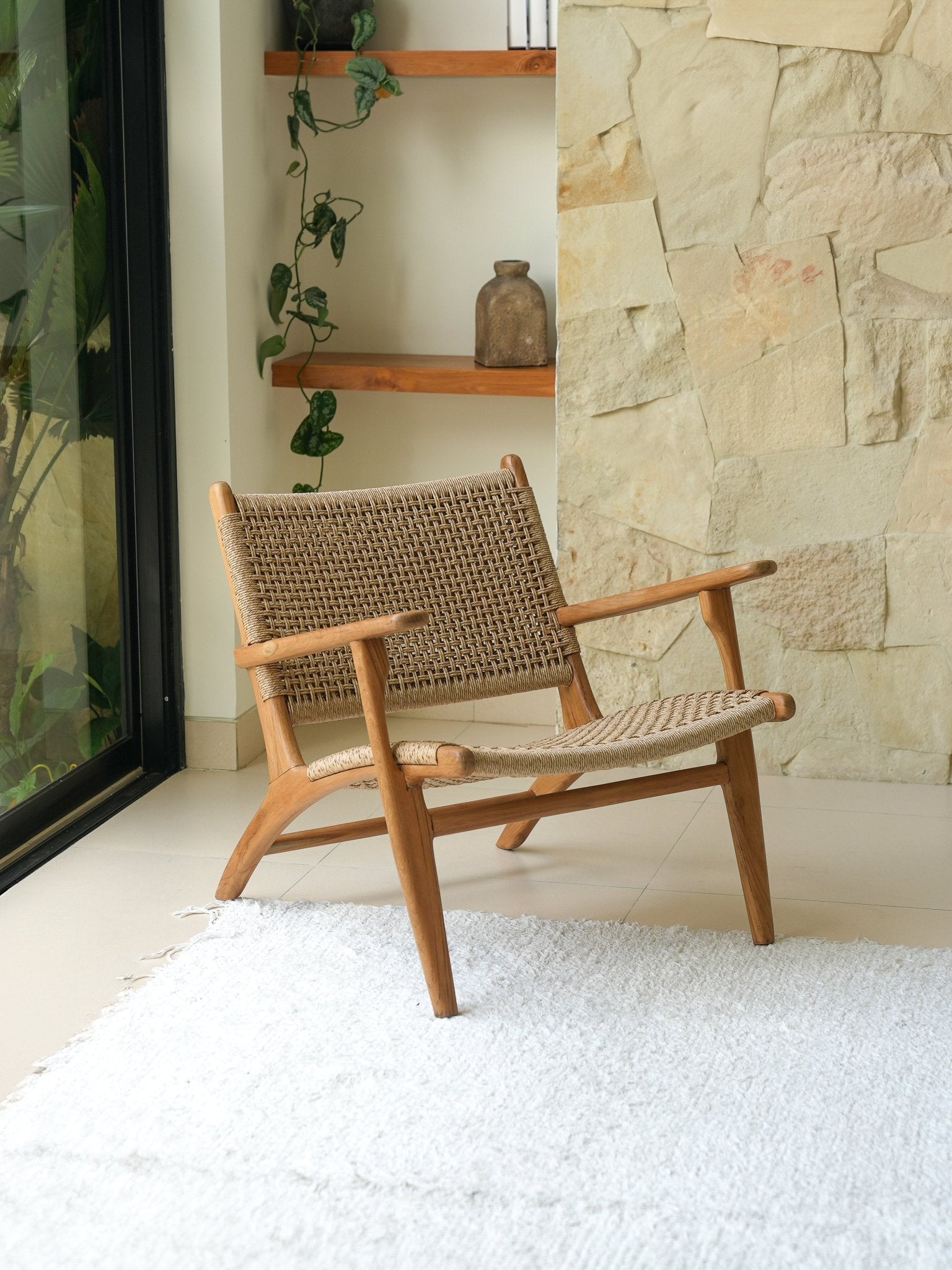 Zara Rattan Accent Chair With Armrest