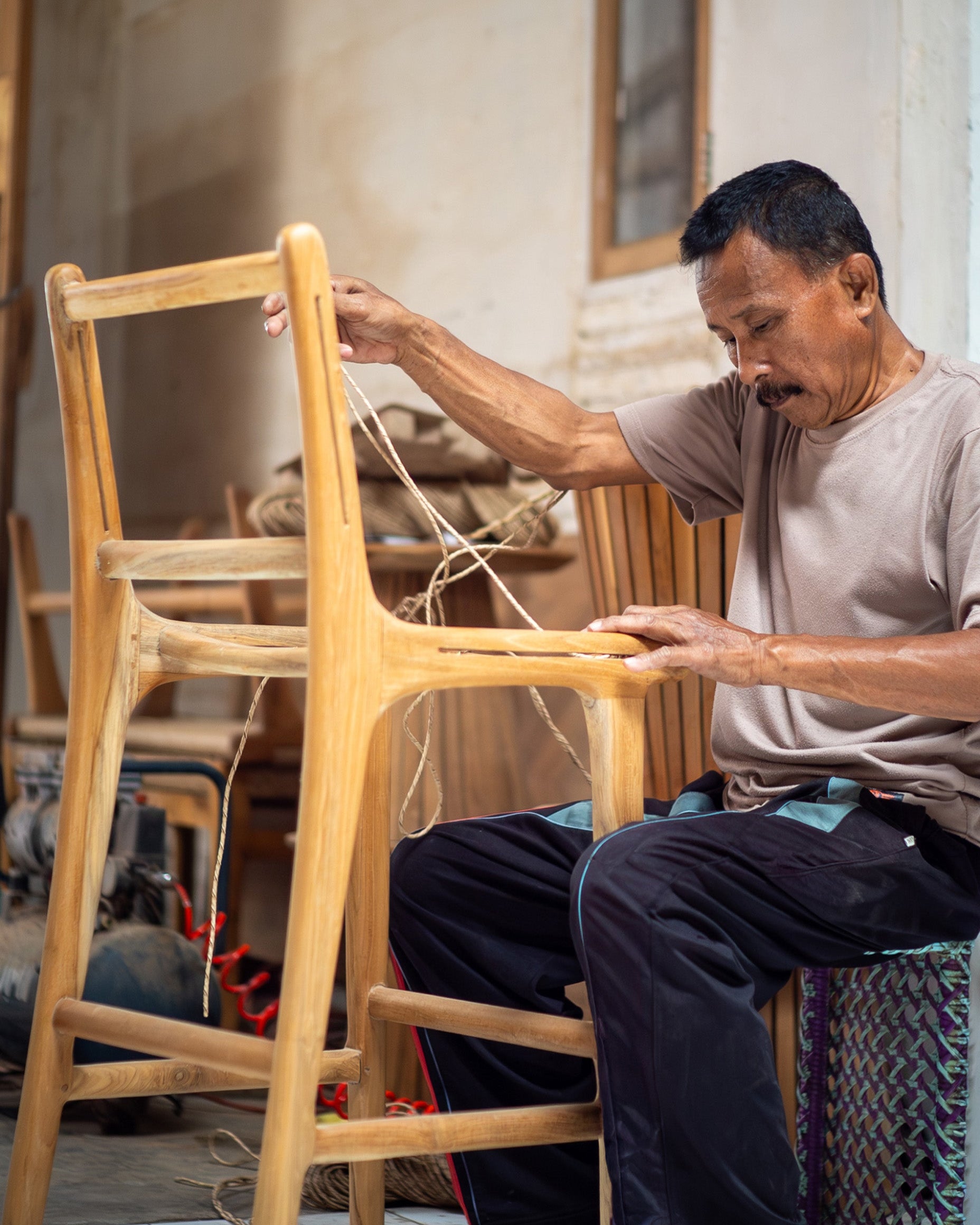 Zara Teak & Rattan Bar Stool