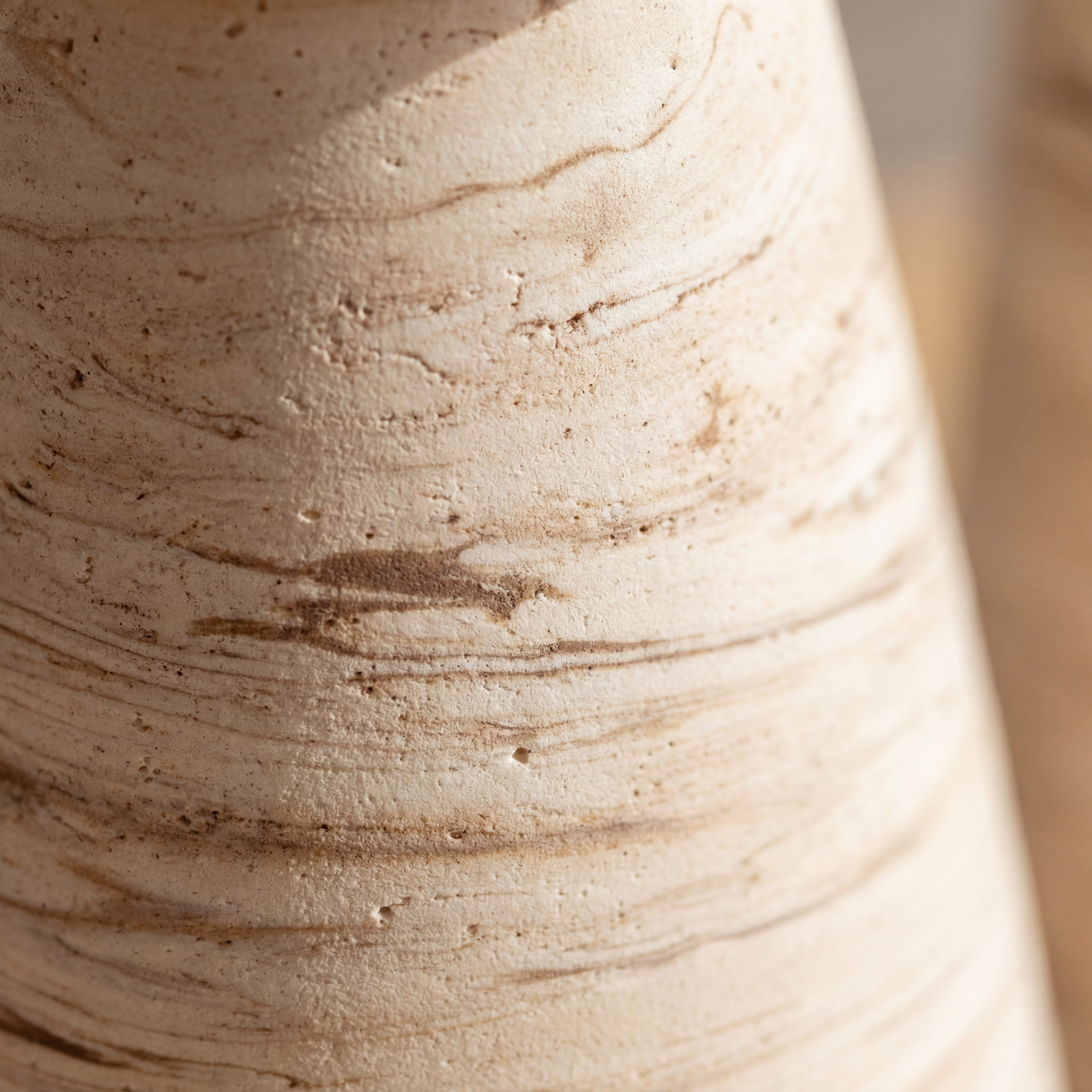 Close-up of a textured ceramic vase