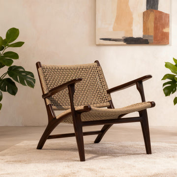 Zara Chocolate Rattan Accent Chair With Armrest