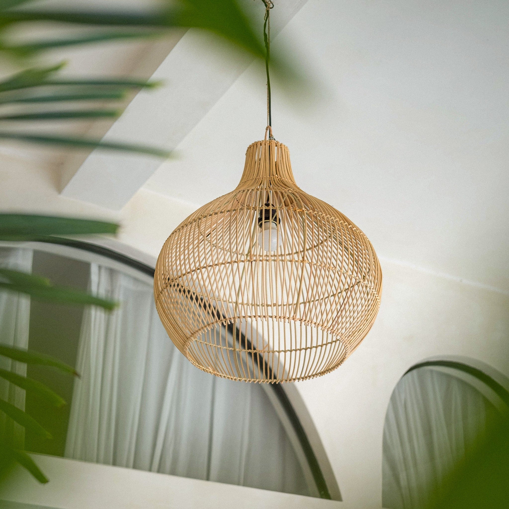 Rattan Lamp Shade - styled interior