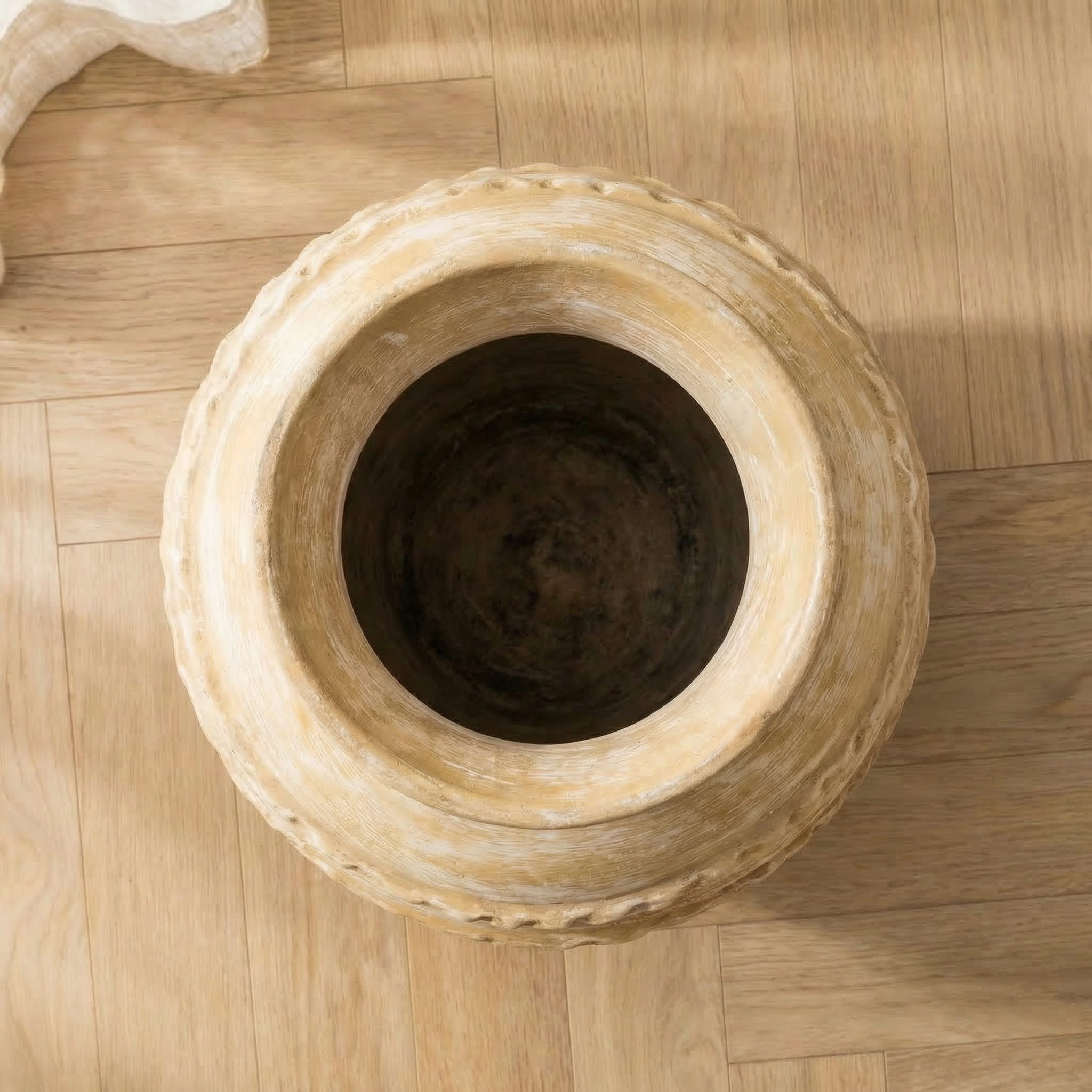 Top down view of ceramic vase