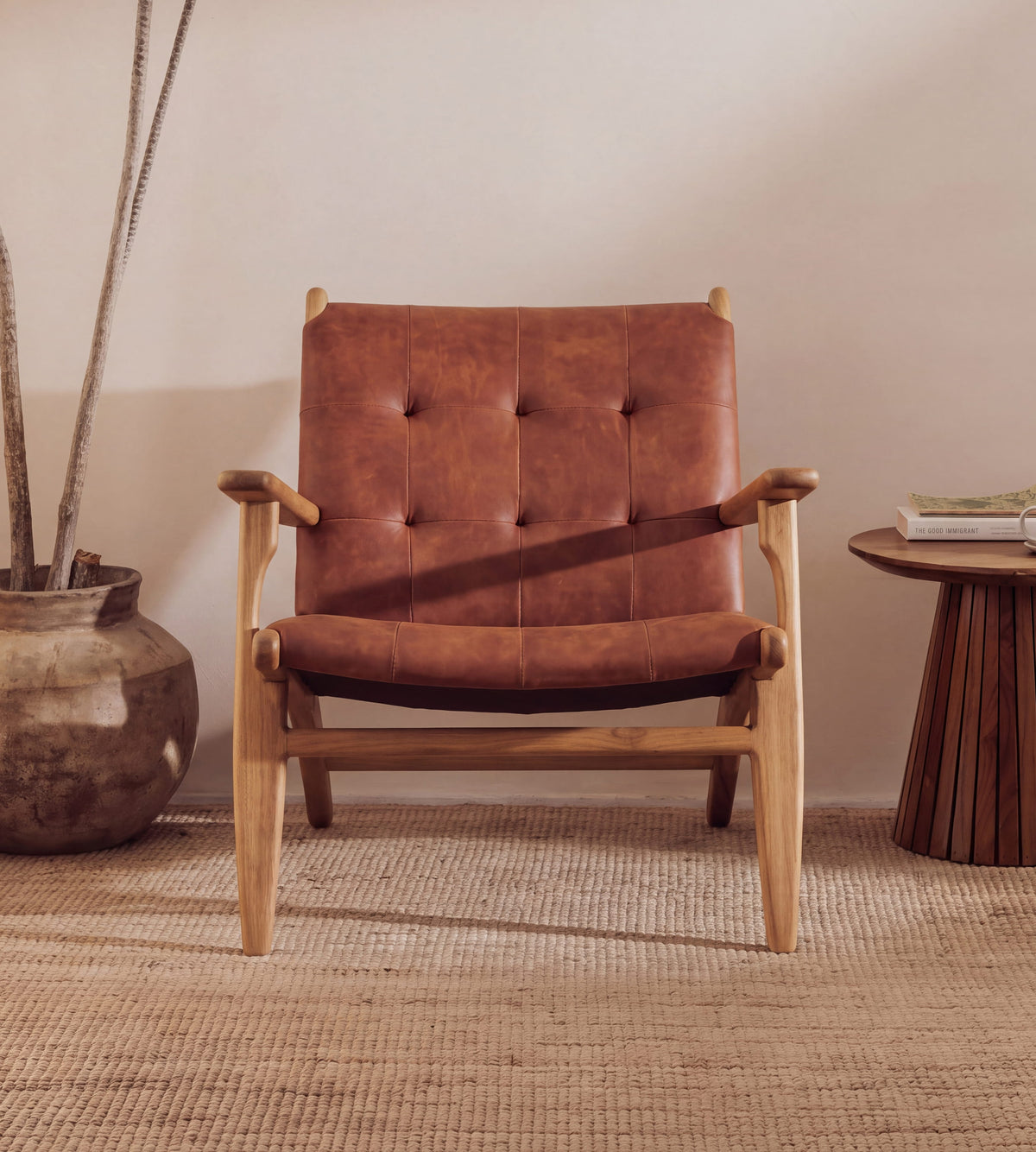 Mira Teak & Leather Armchair