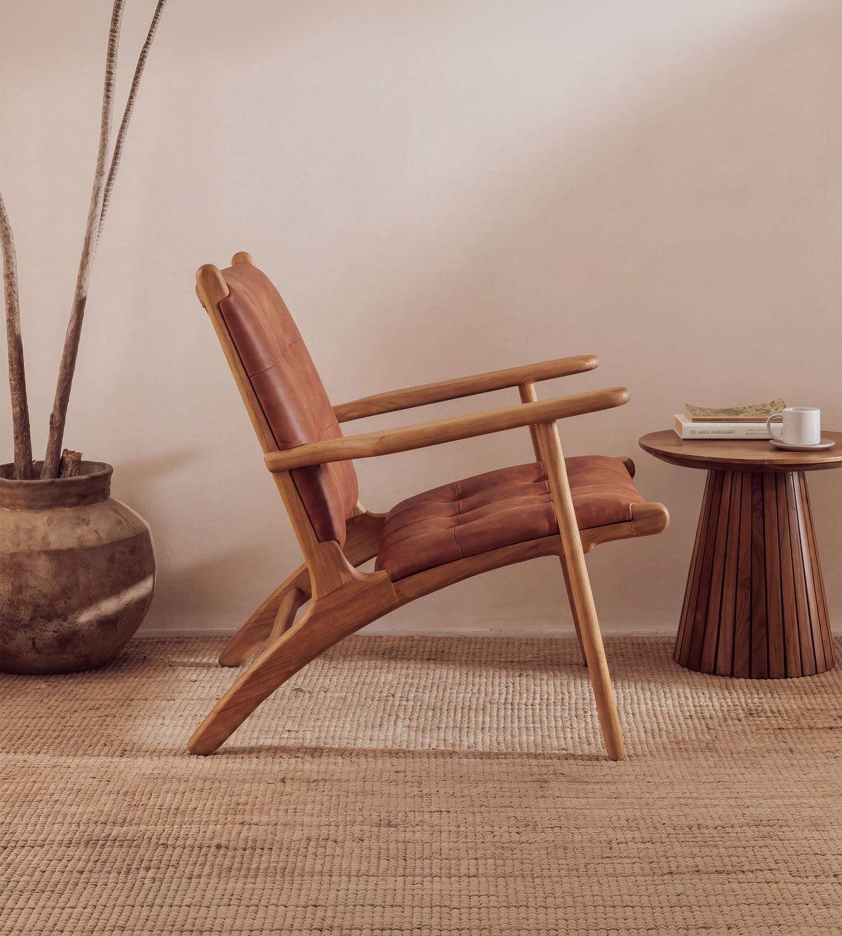Mira Teak & Leather Armchair