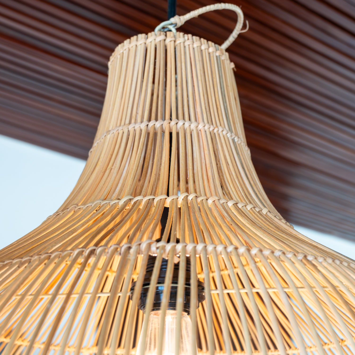 Rattan Lamp Shade - overhead angle