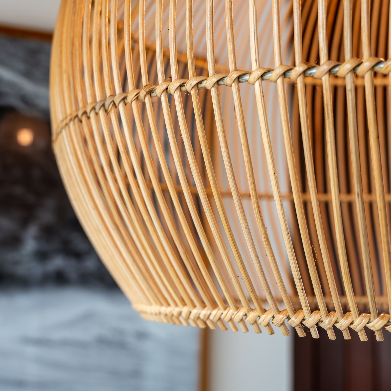 Rattan Lamp Shade - detail close-up