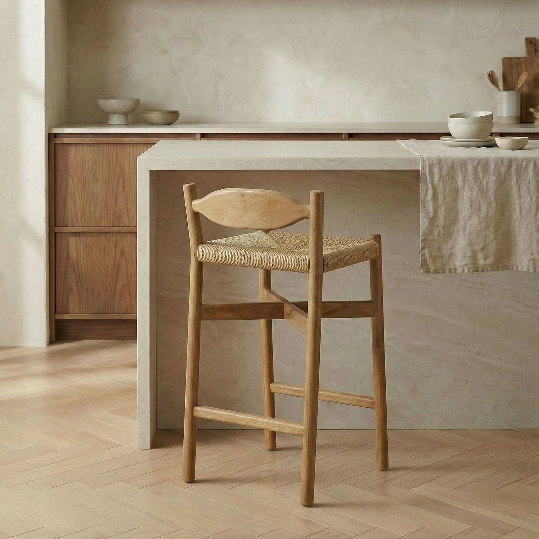 Raka Teak & Rattan Bar Stool