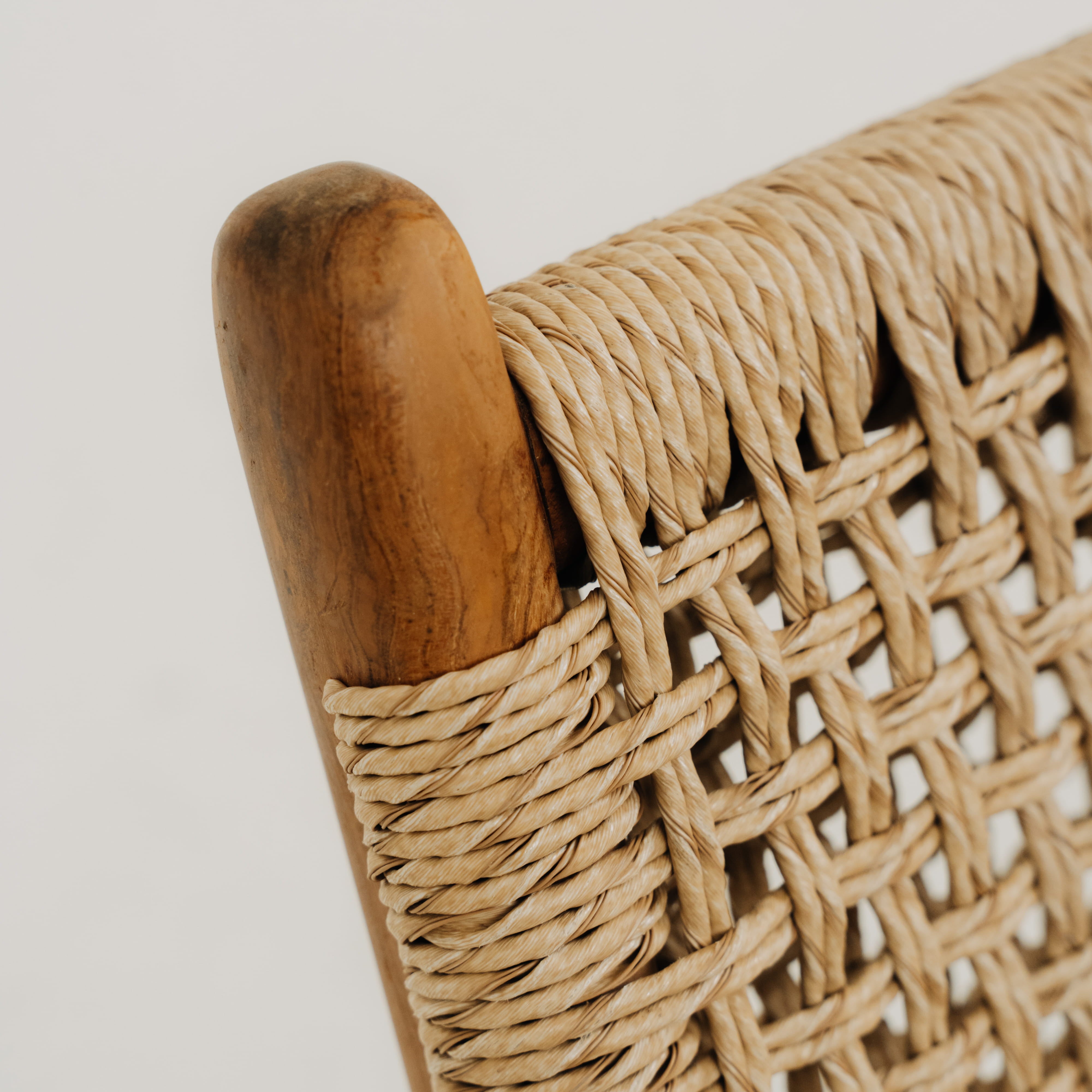 close up of rattan chair