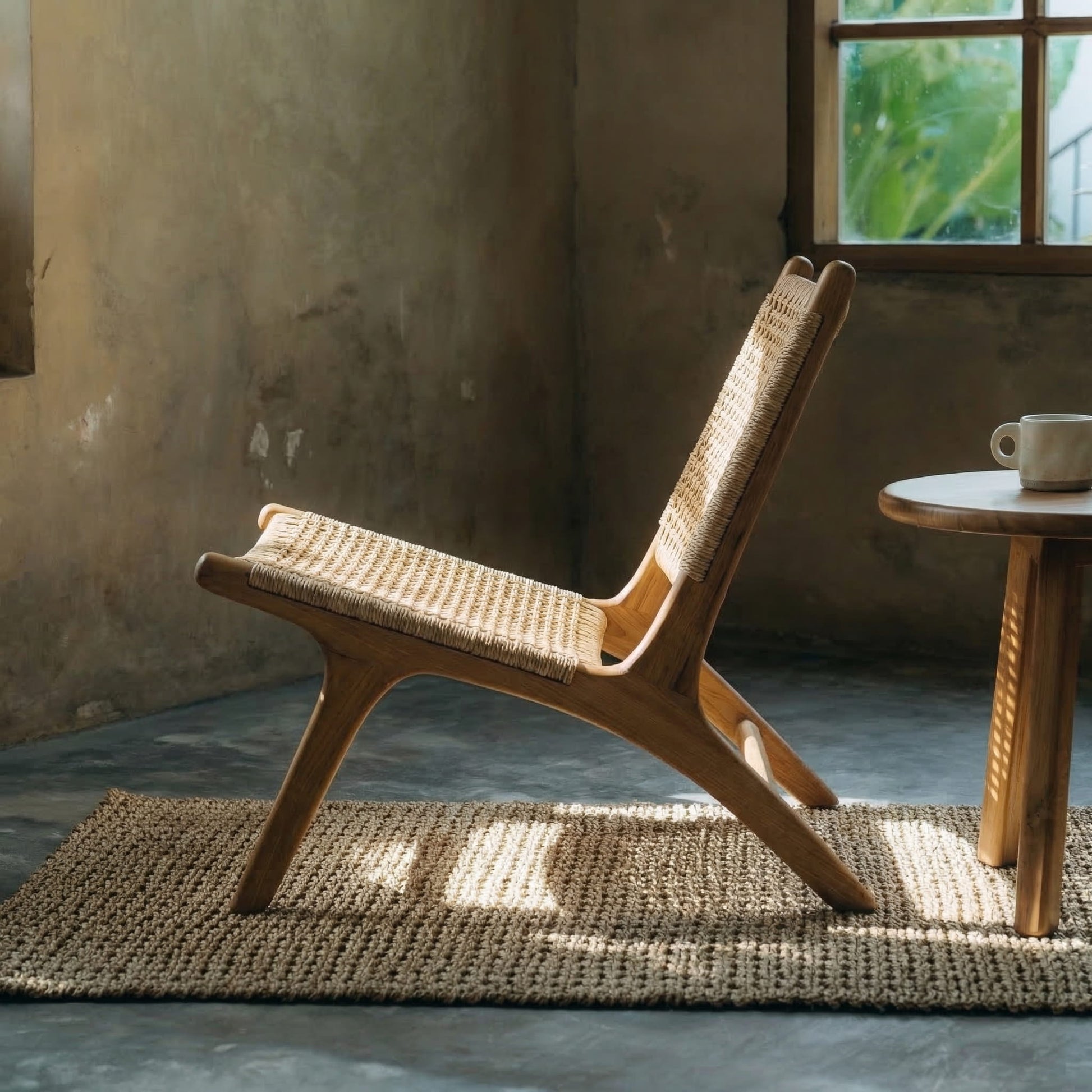 rattan chair in sunlight