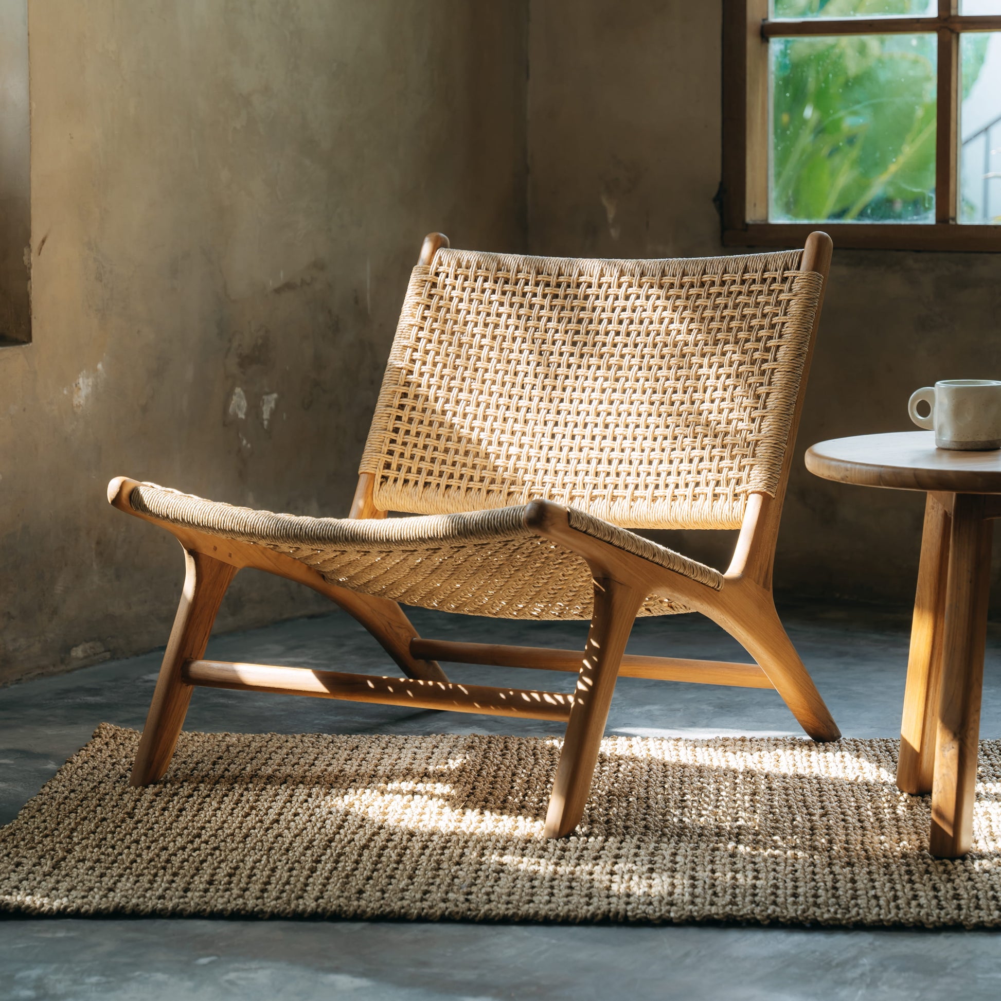 rattan chair in sunlight