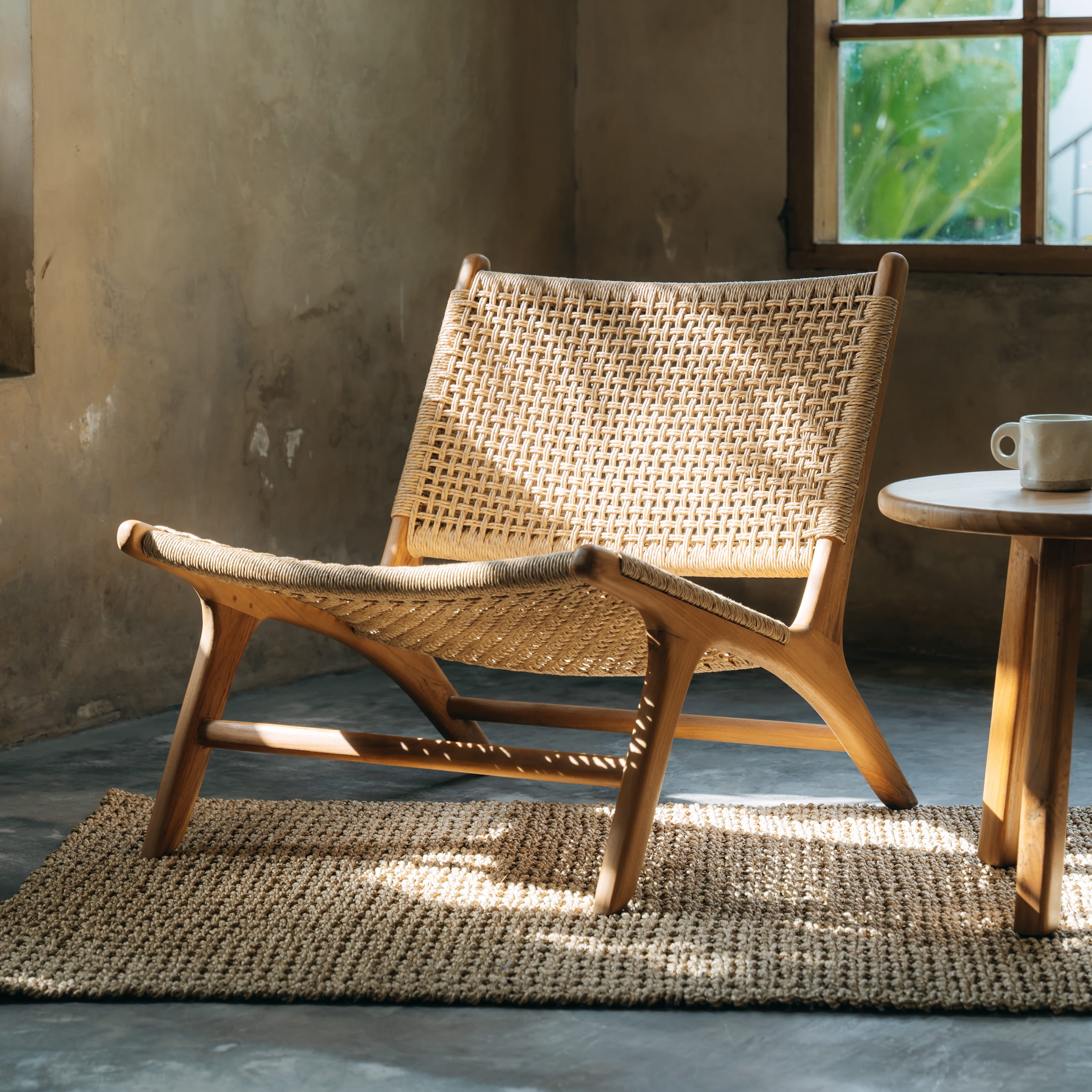 rattan chair in sunlight