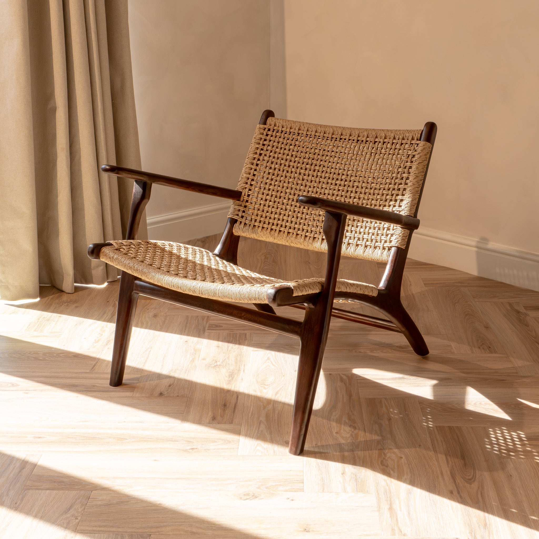 Zara Chocolate Rattan Accent Chair With Armrest