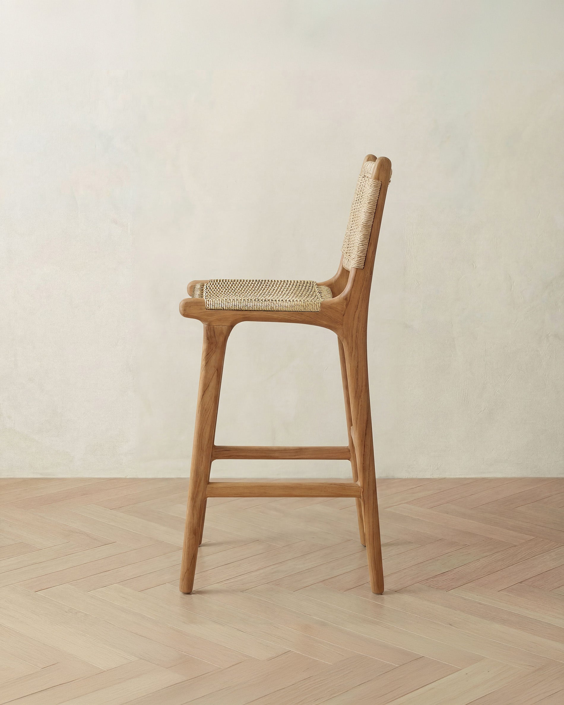 Zara Teak & Rattan Bar Stool