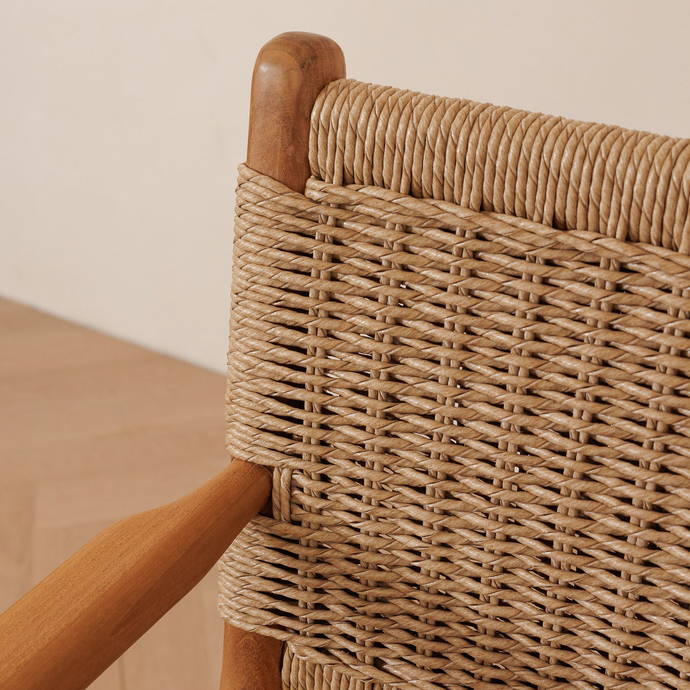 Zara Teak & Rattan Bar Stool (With Armrest)