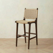 Zara Teak & Rattan Bar Stool - Chocolate