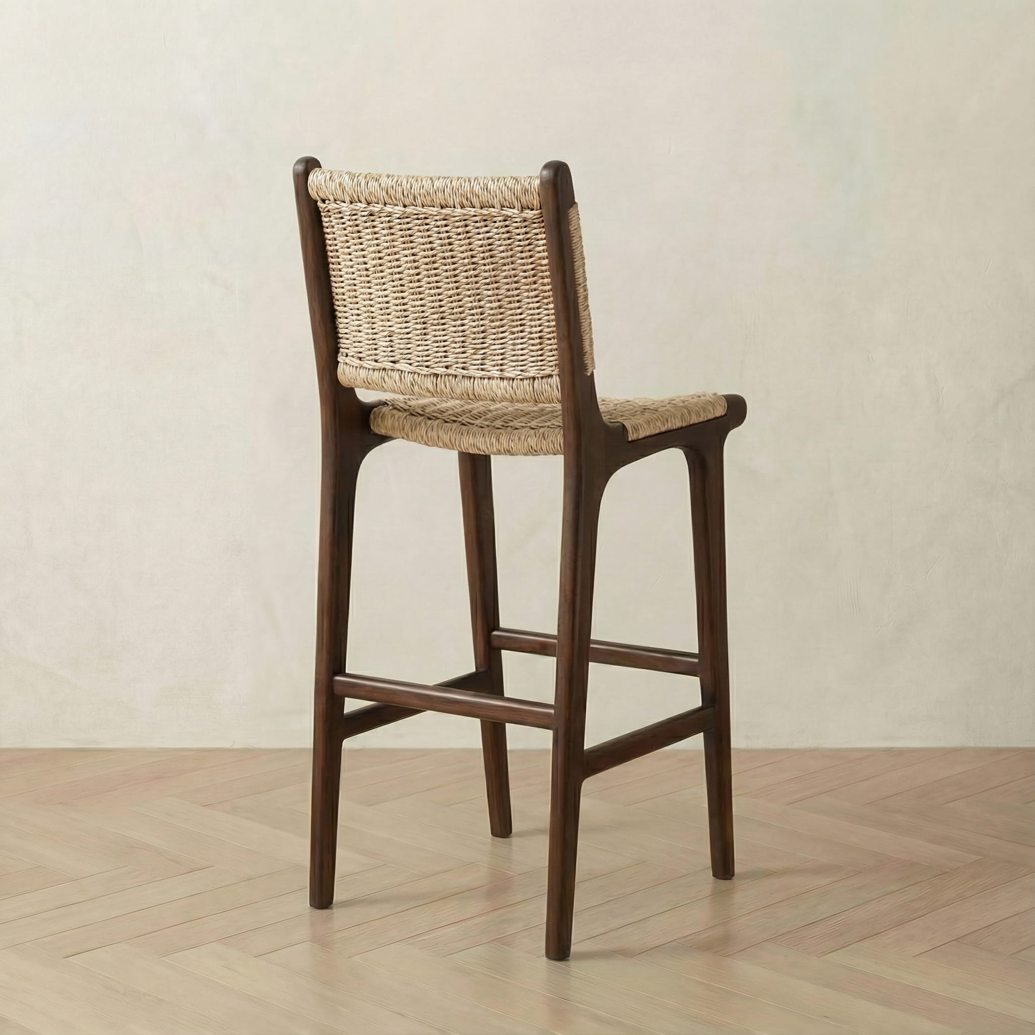 Zara Teak & Rattan Bar Stool - Chocolate