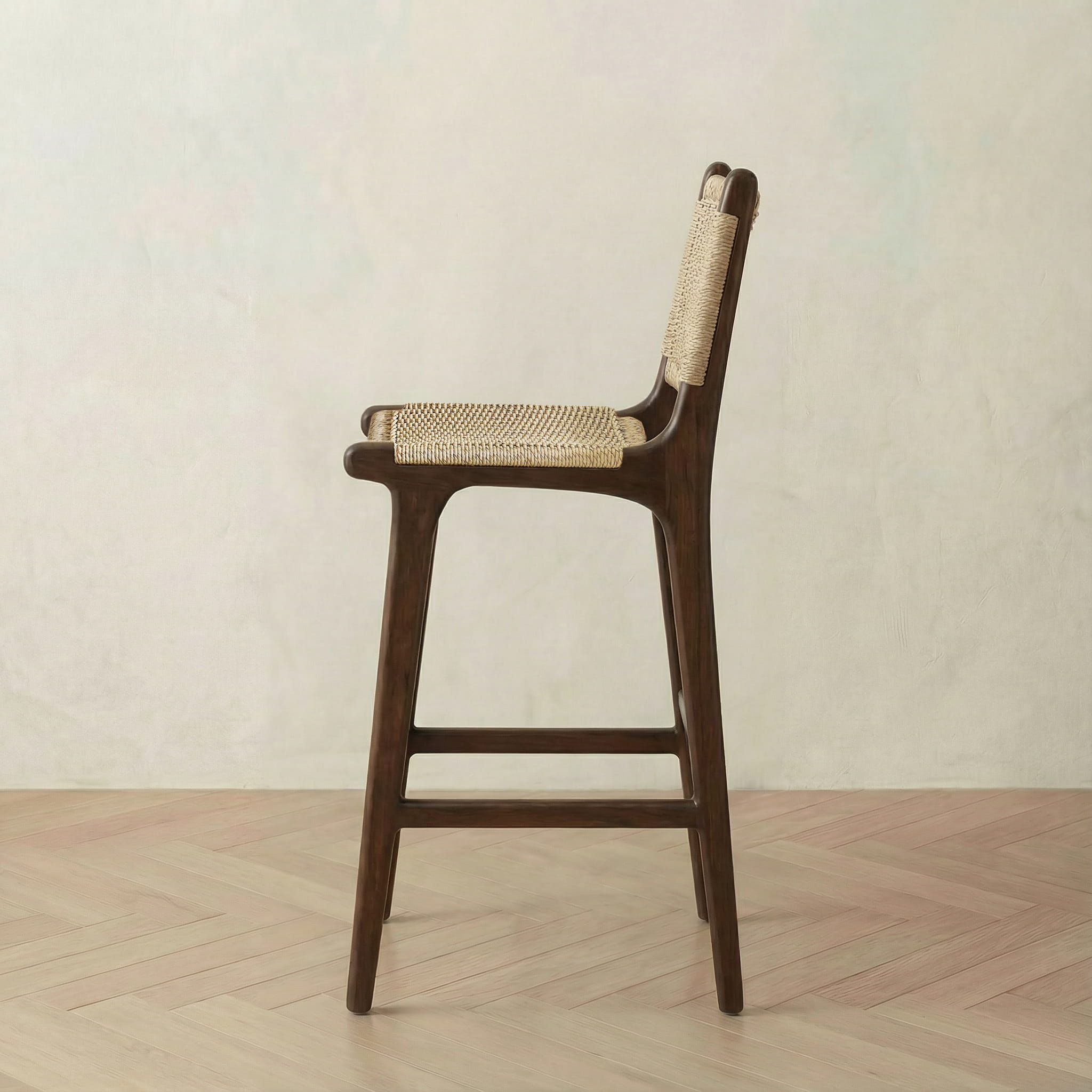 Zara Teak & Rattan Bar Stool - Chocolate