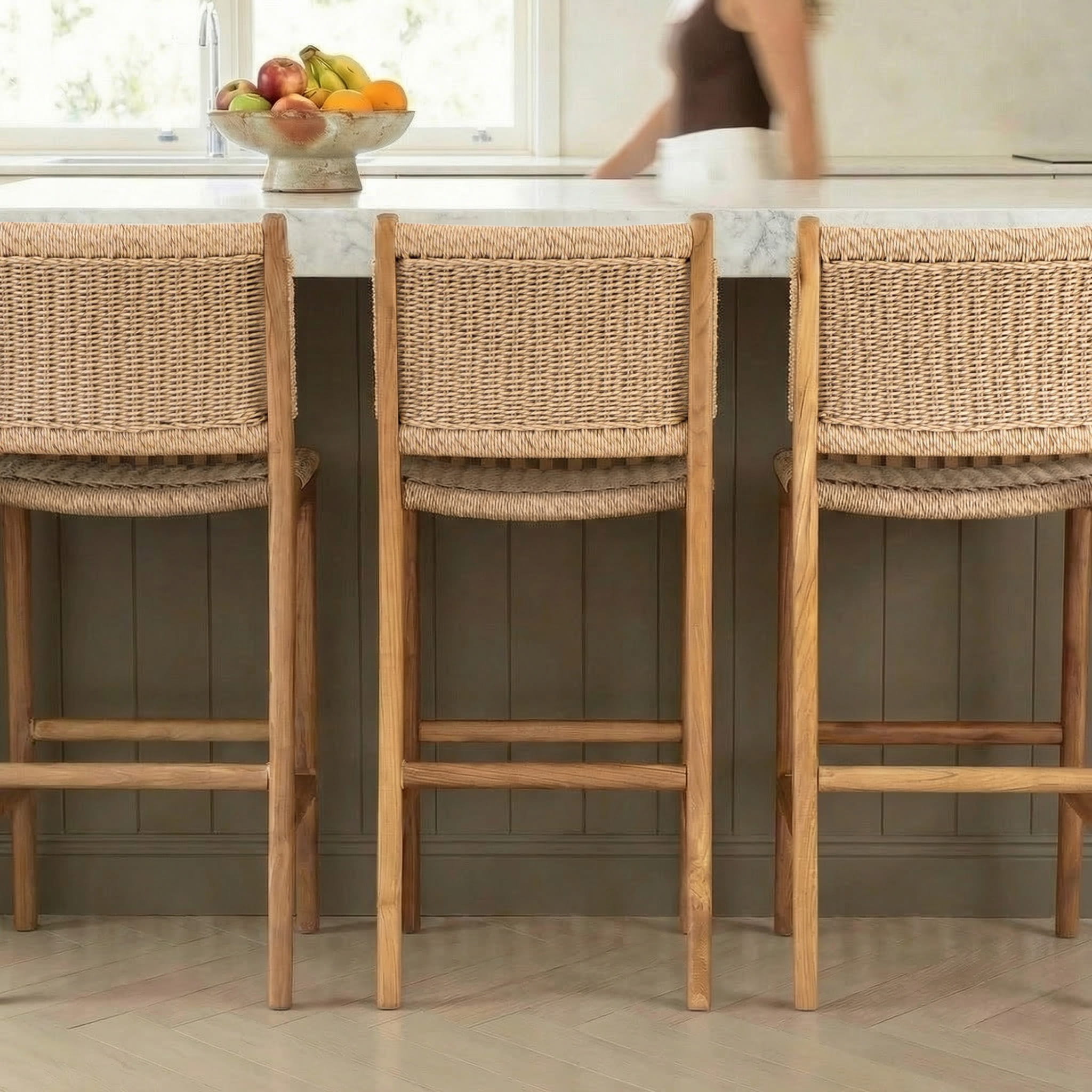 Zara Teak & Rattan Bar Stool