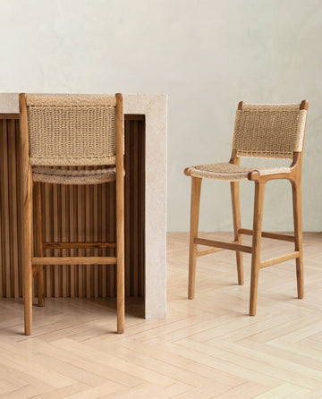 Zara Teak & Rattan Bar Stool