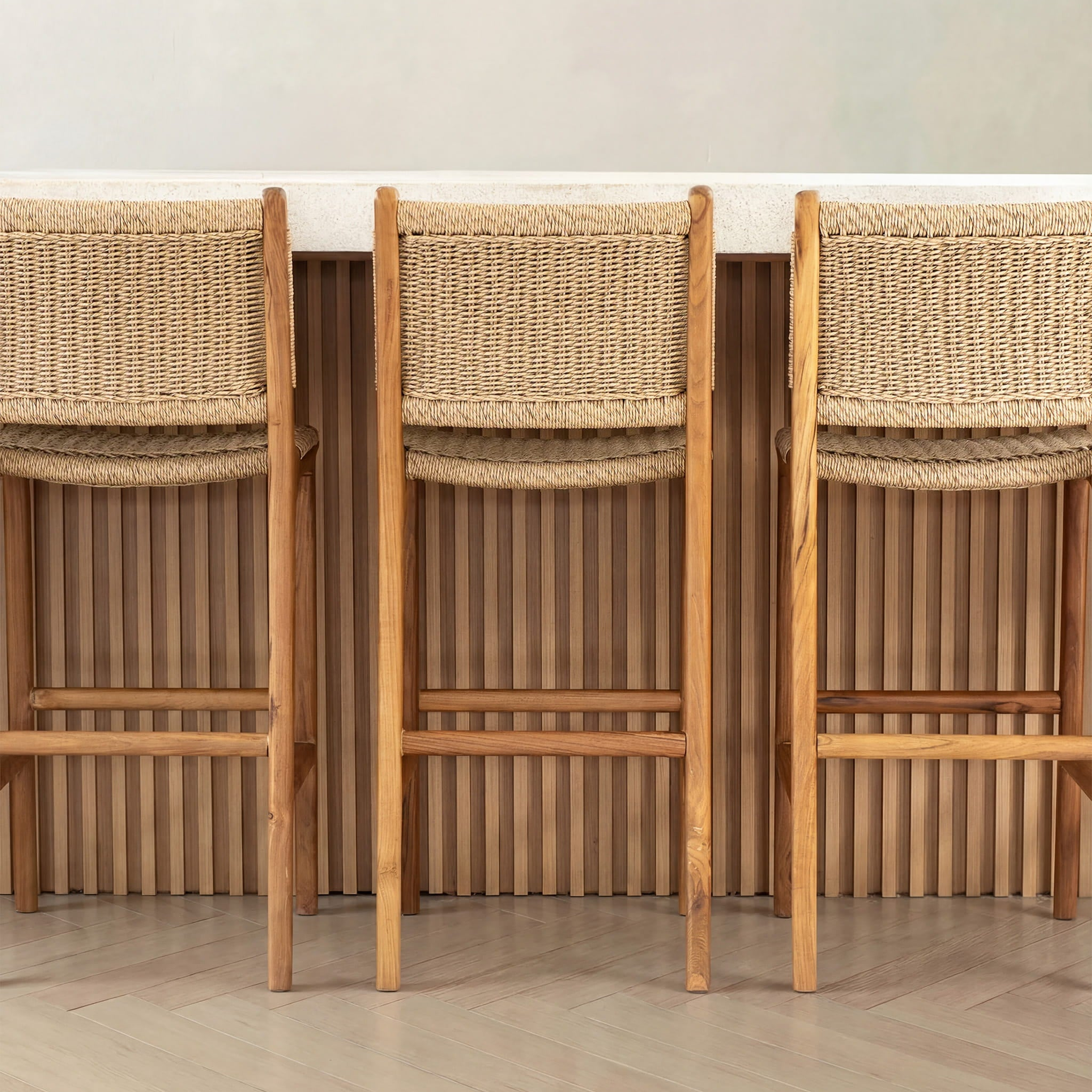 Zara Teak & Rattan Bar Stool