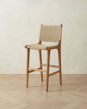 Zara Teak & Rattan Bar Stool