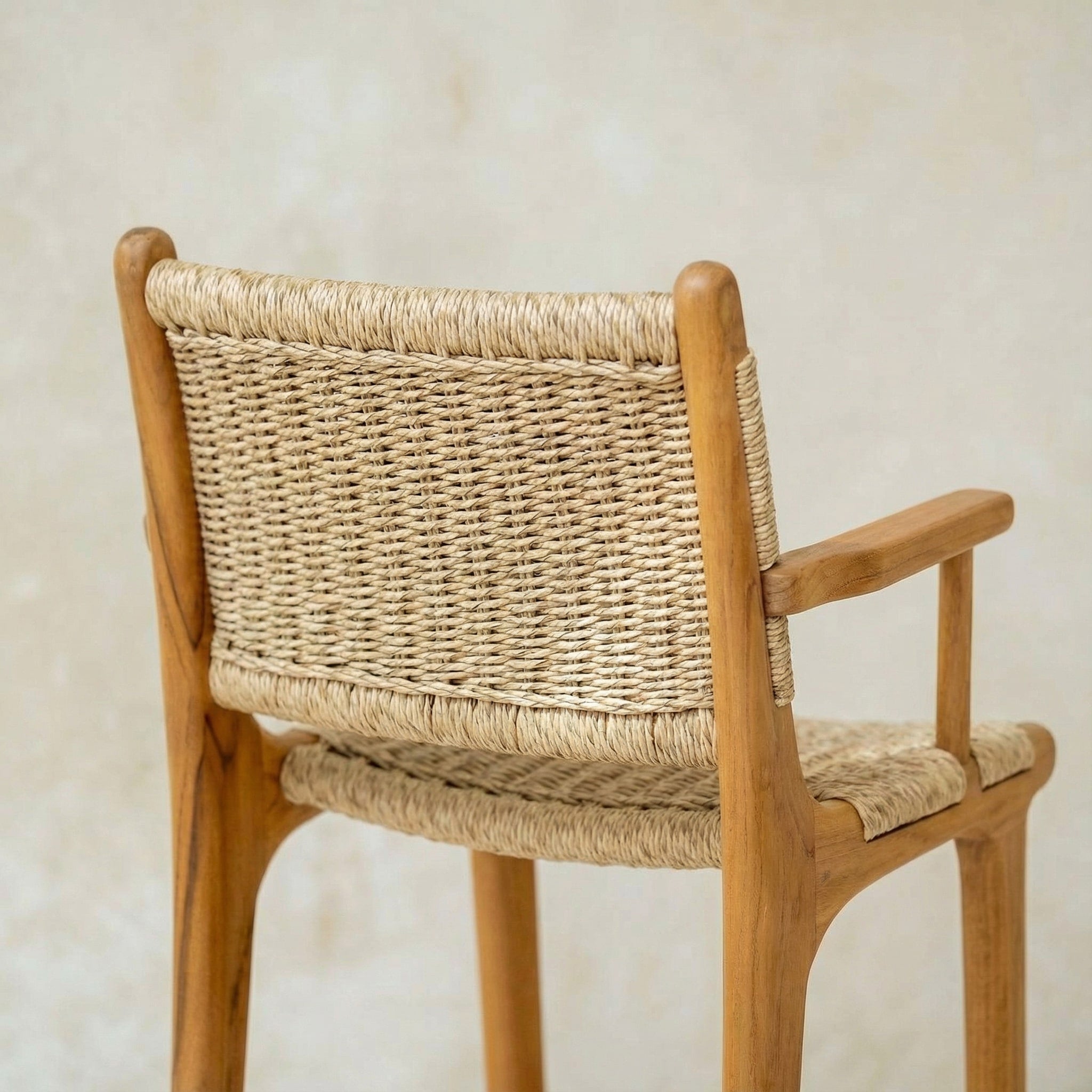 Zara Teak & Rattan Bar Stool With Armrest