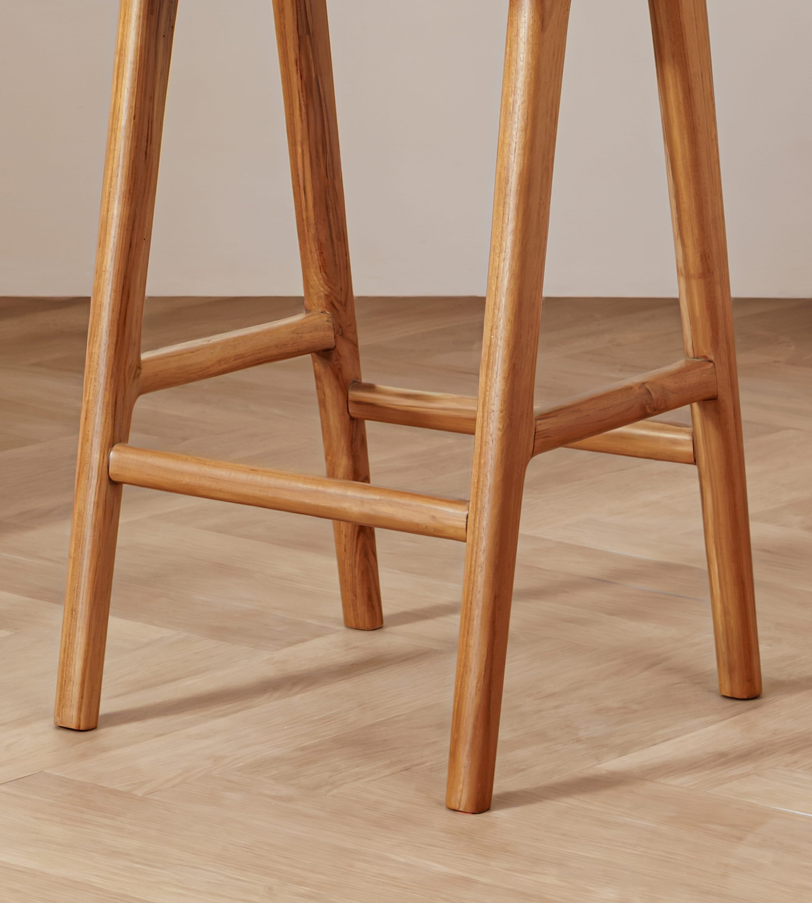 Senari Backless Teak & Leather Bar Stool