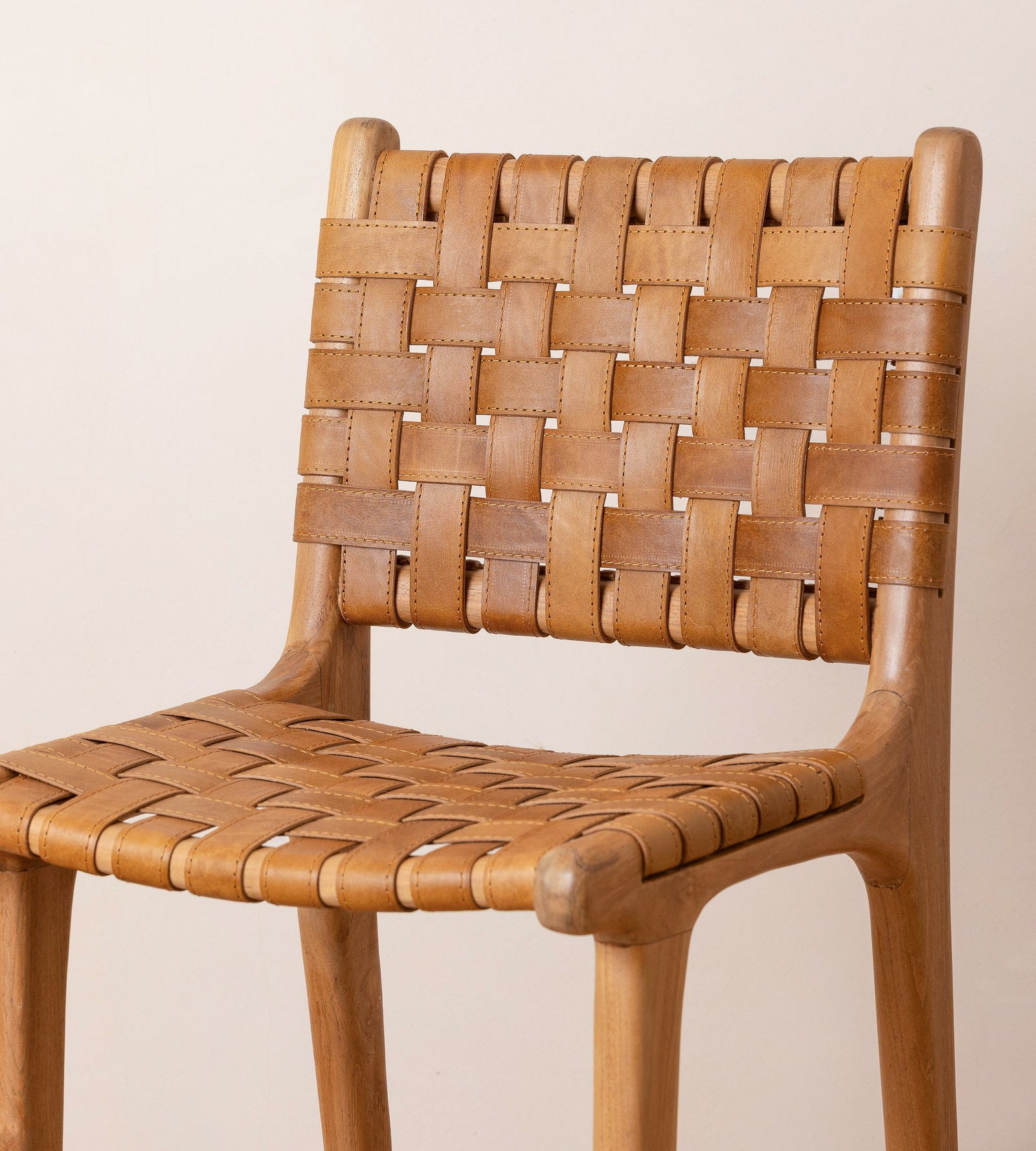 Senari Teak & Leather Bar Stool