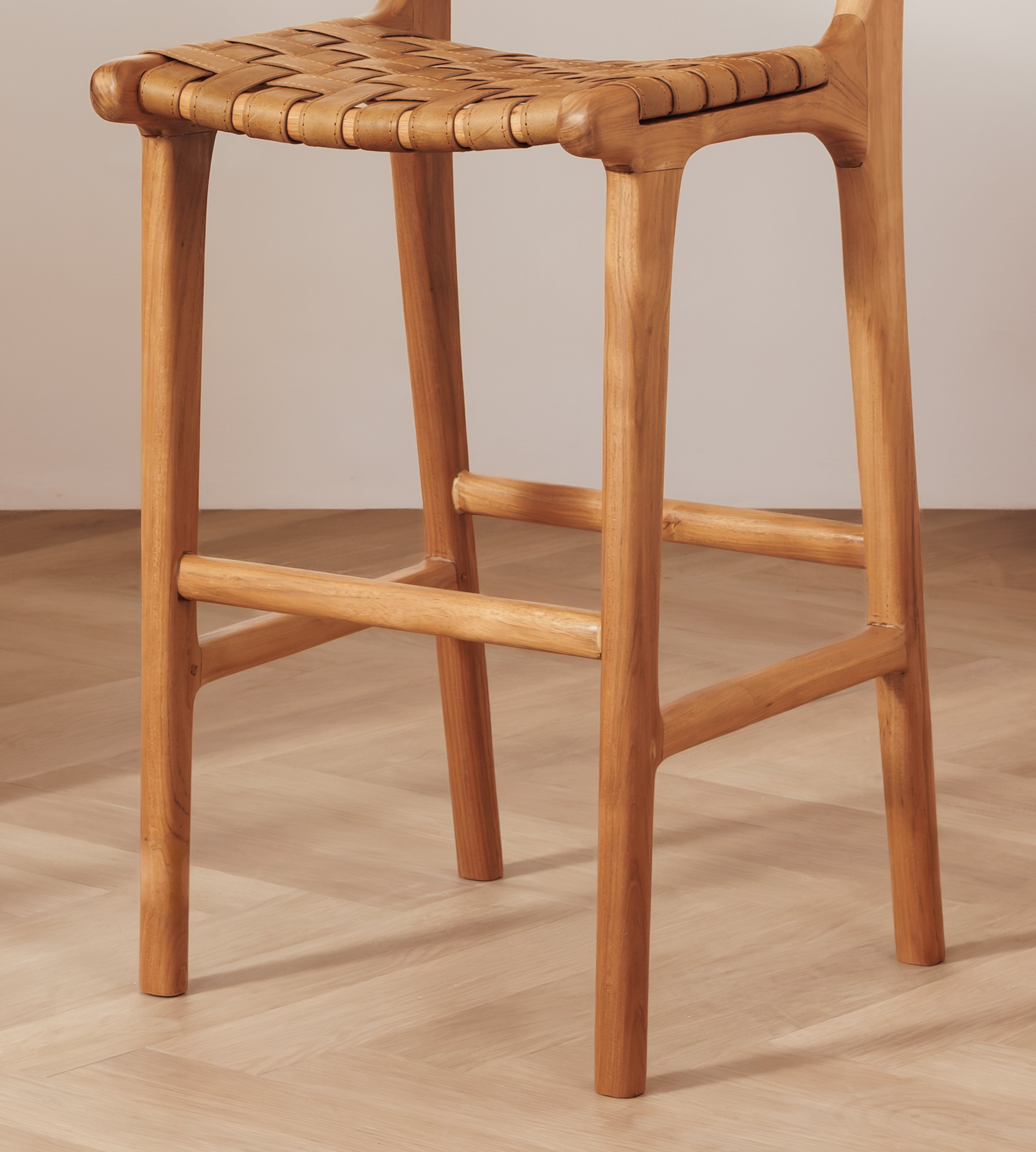 Senari Teak & Leather Bar Stool