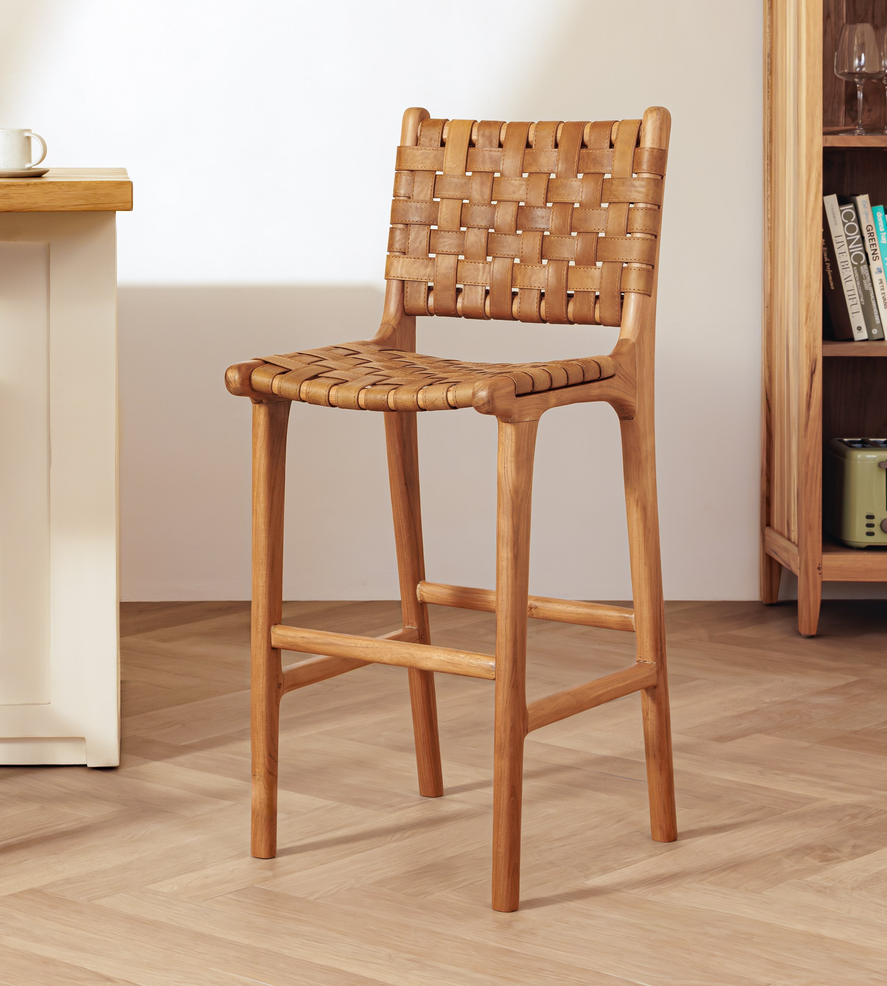 Senari Teak & Leather Bar Stool