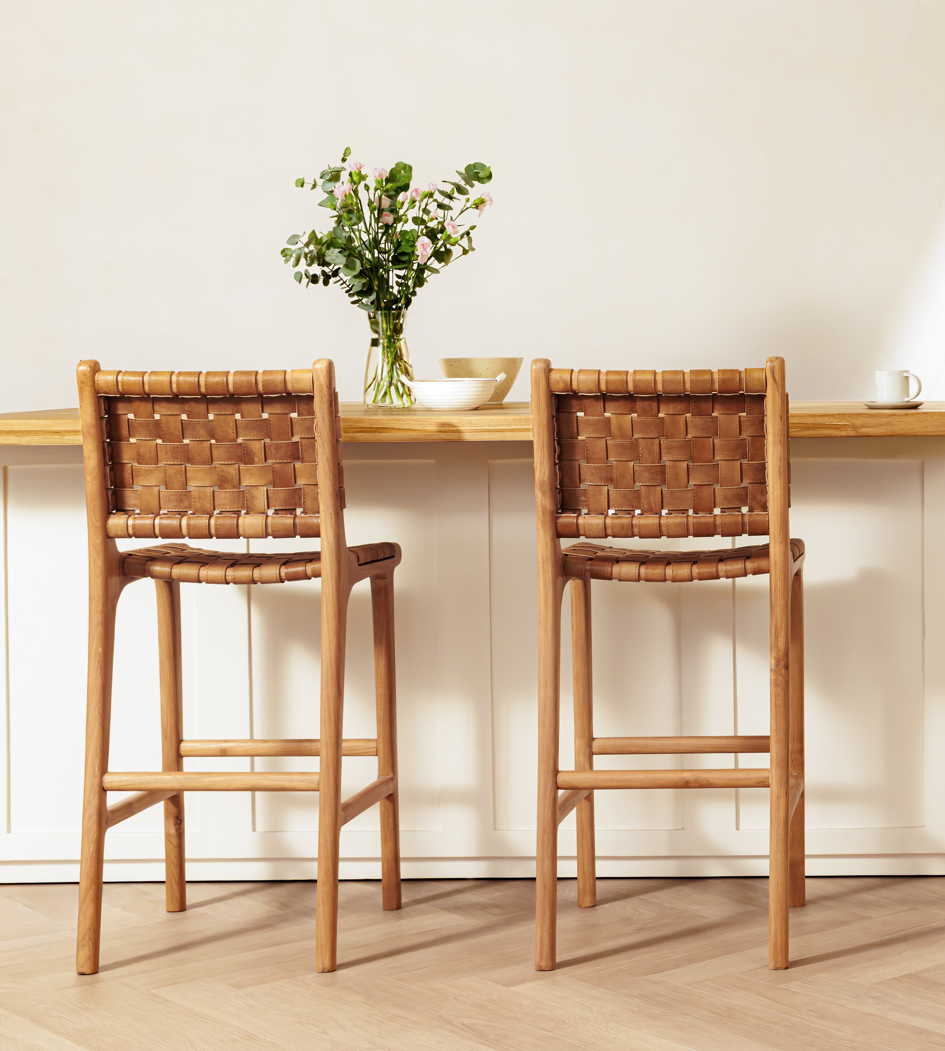 Senari Teak & Leather Bar Stool