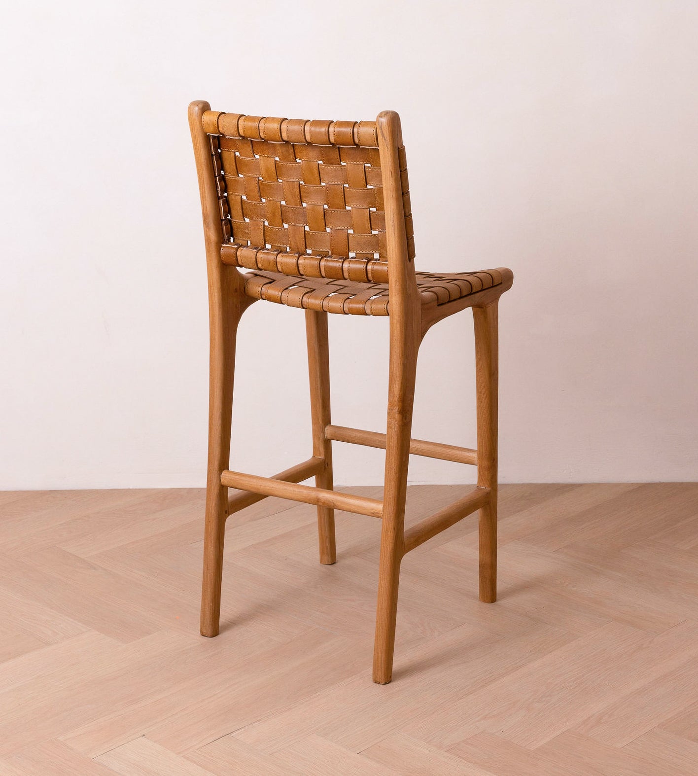 Senari Teak & Leather Bar Stool