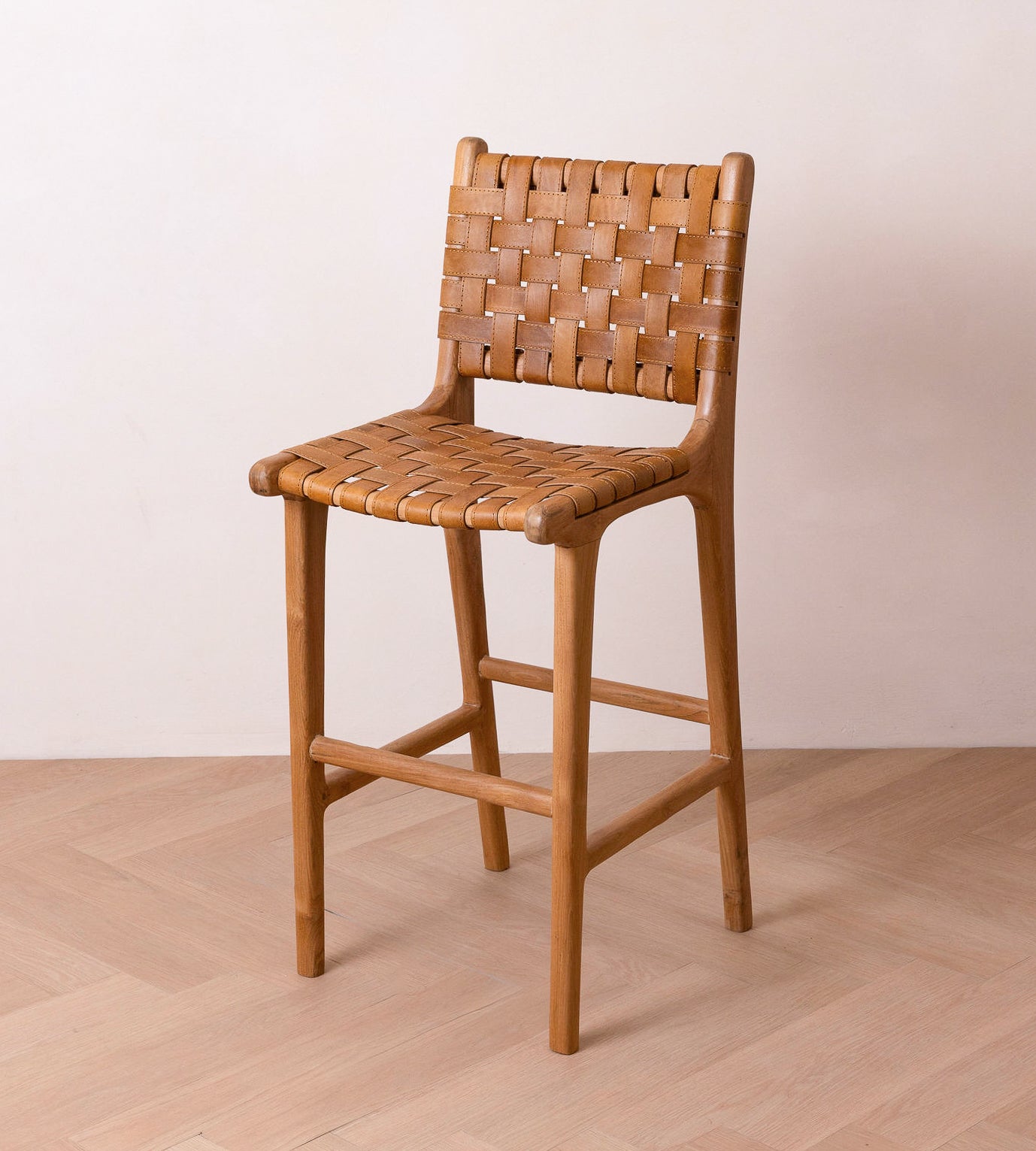 Senari Teak & Leather Bar Stool