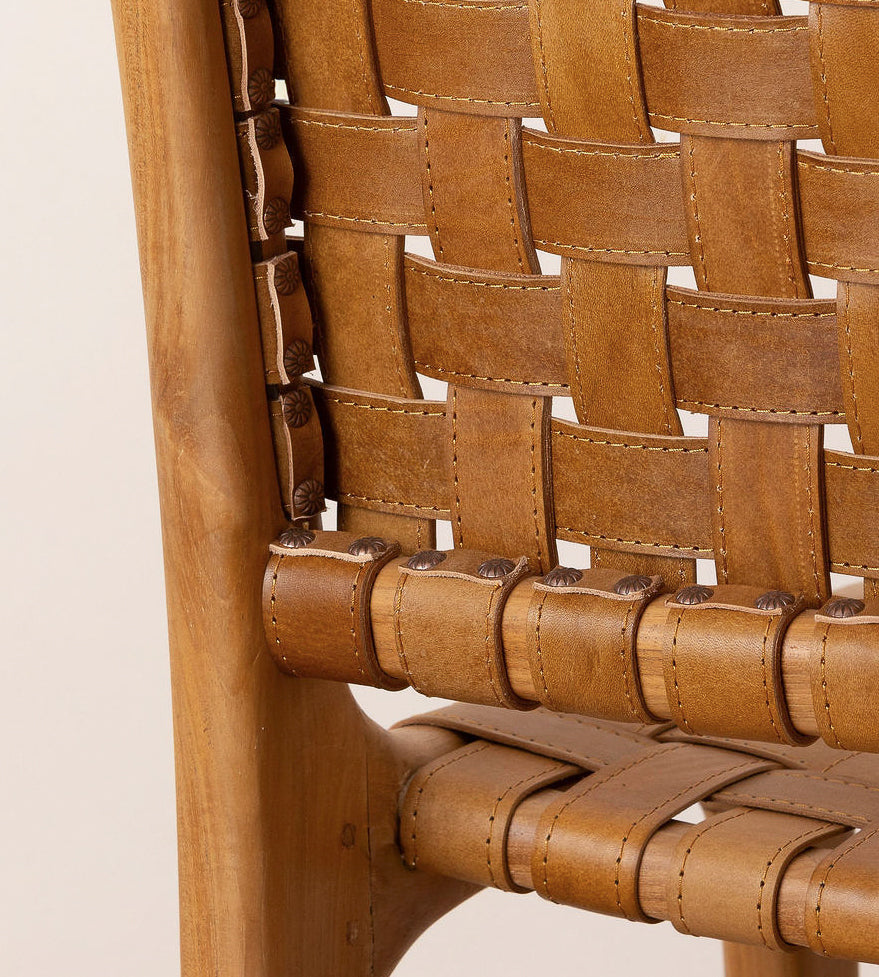 Senari Teak & Leather Bar Stool
