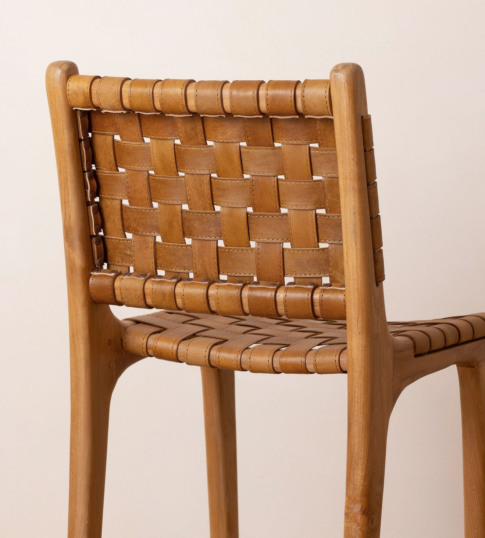 Senari Teak & Leather Bar Stool
