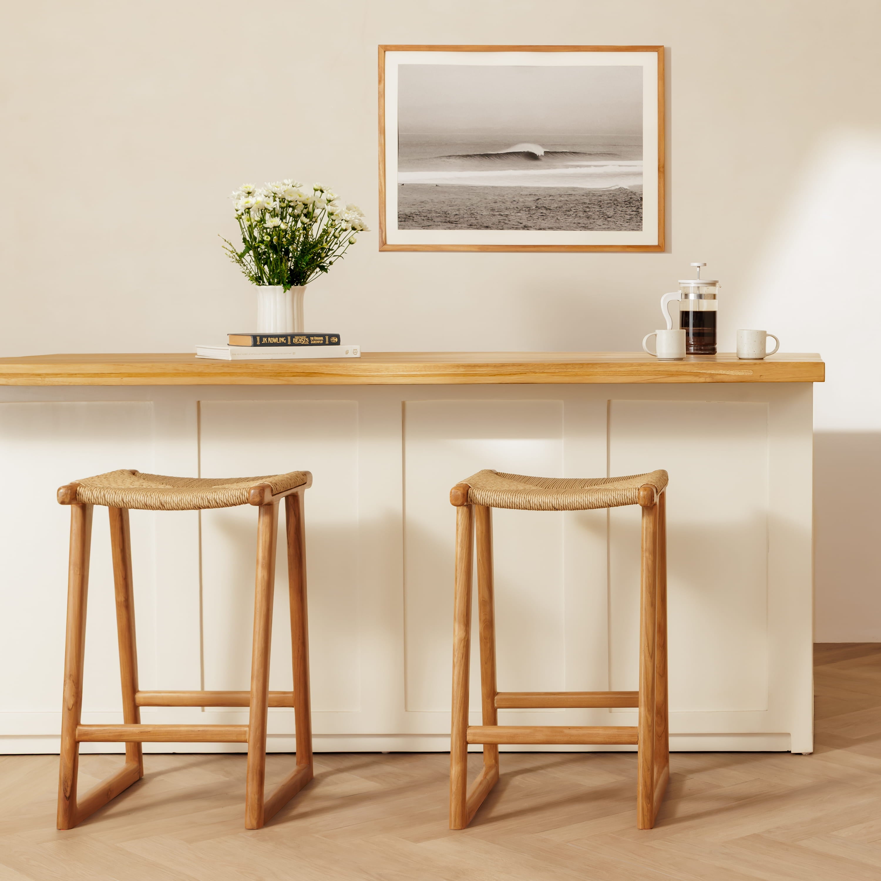 Sora Teak & Rattan Bar Stool