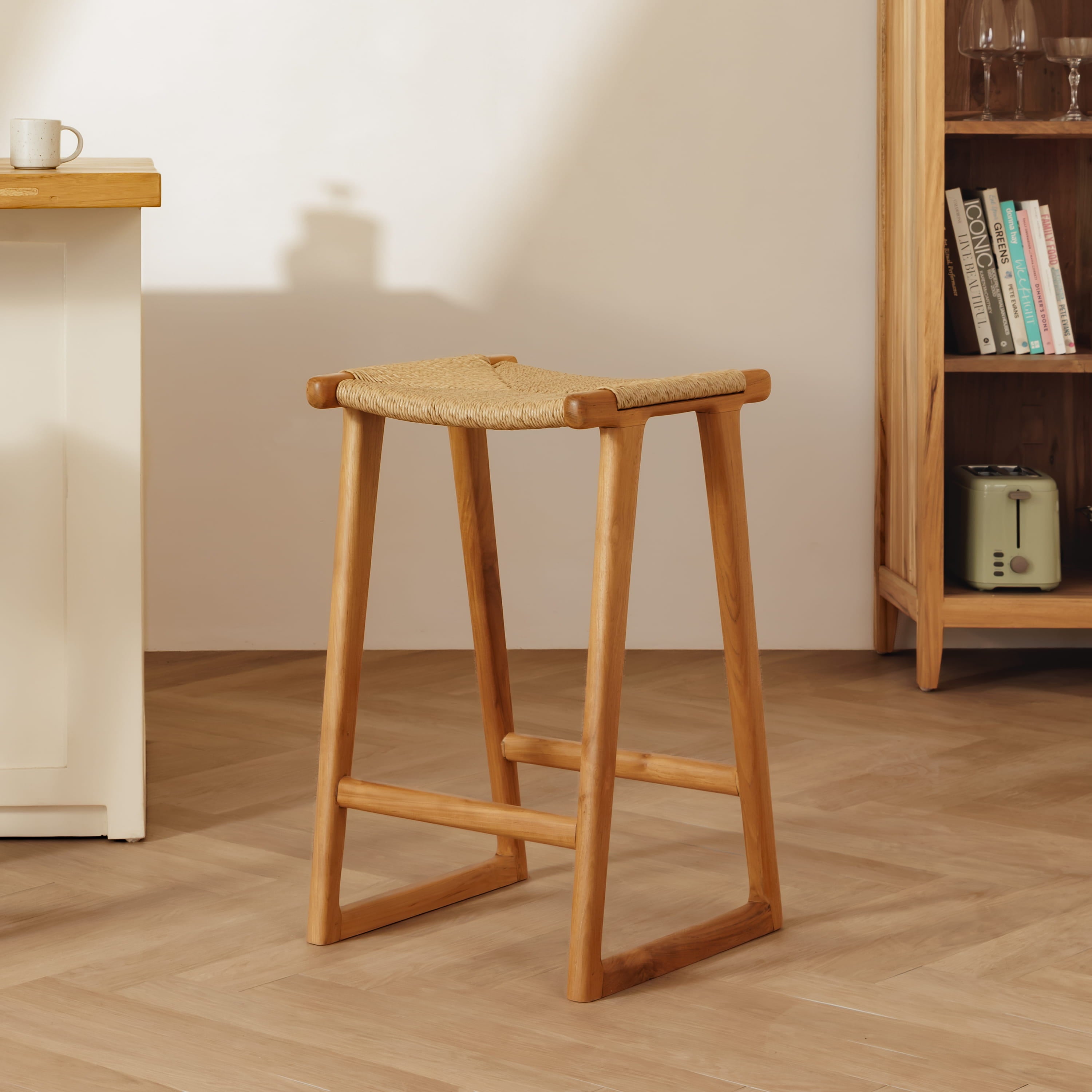 Sora Teak & Rattan Bar Stool