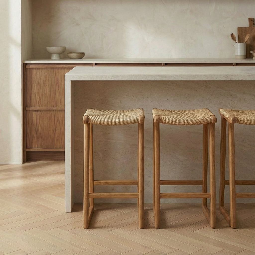 Sora Teak & Rattan Bar Stool