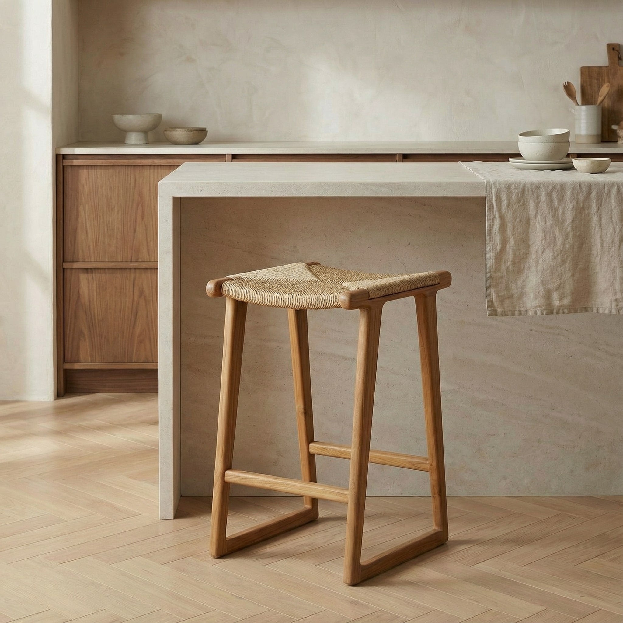 Sora Teak & Rattan Bar Stool