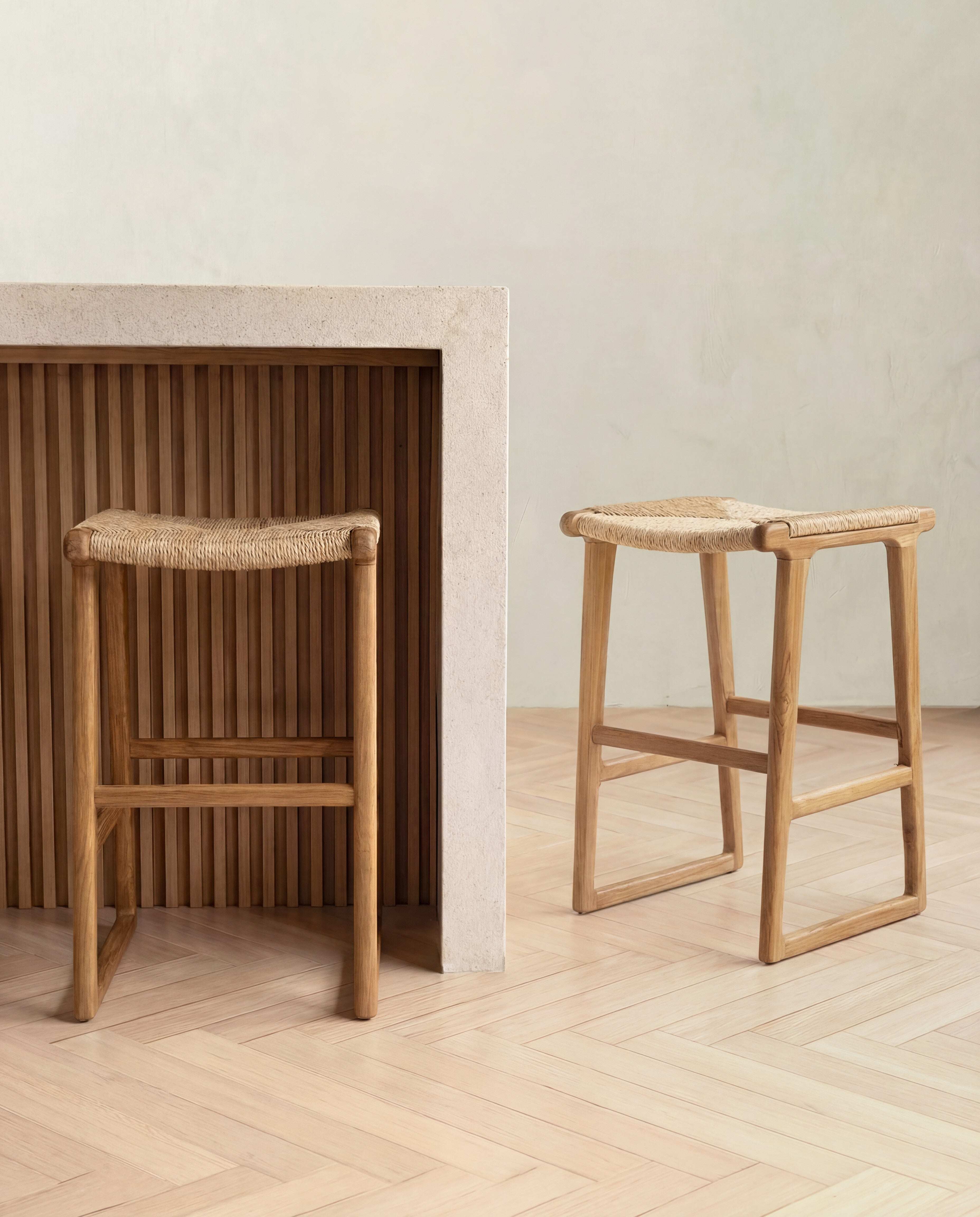 Sora Teak & Rattan Bar Stool