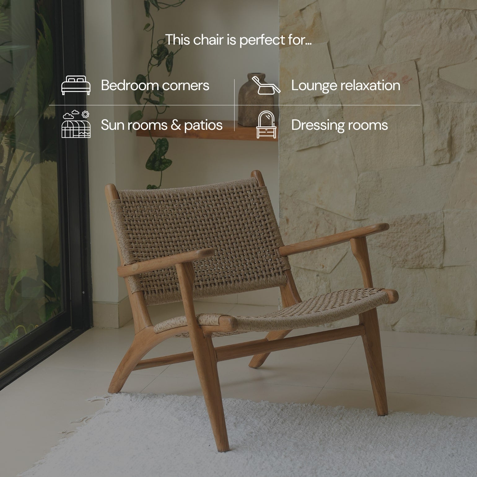 Zara Rattan Accent Chair With Armrest