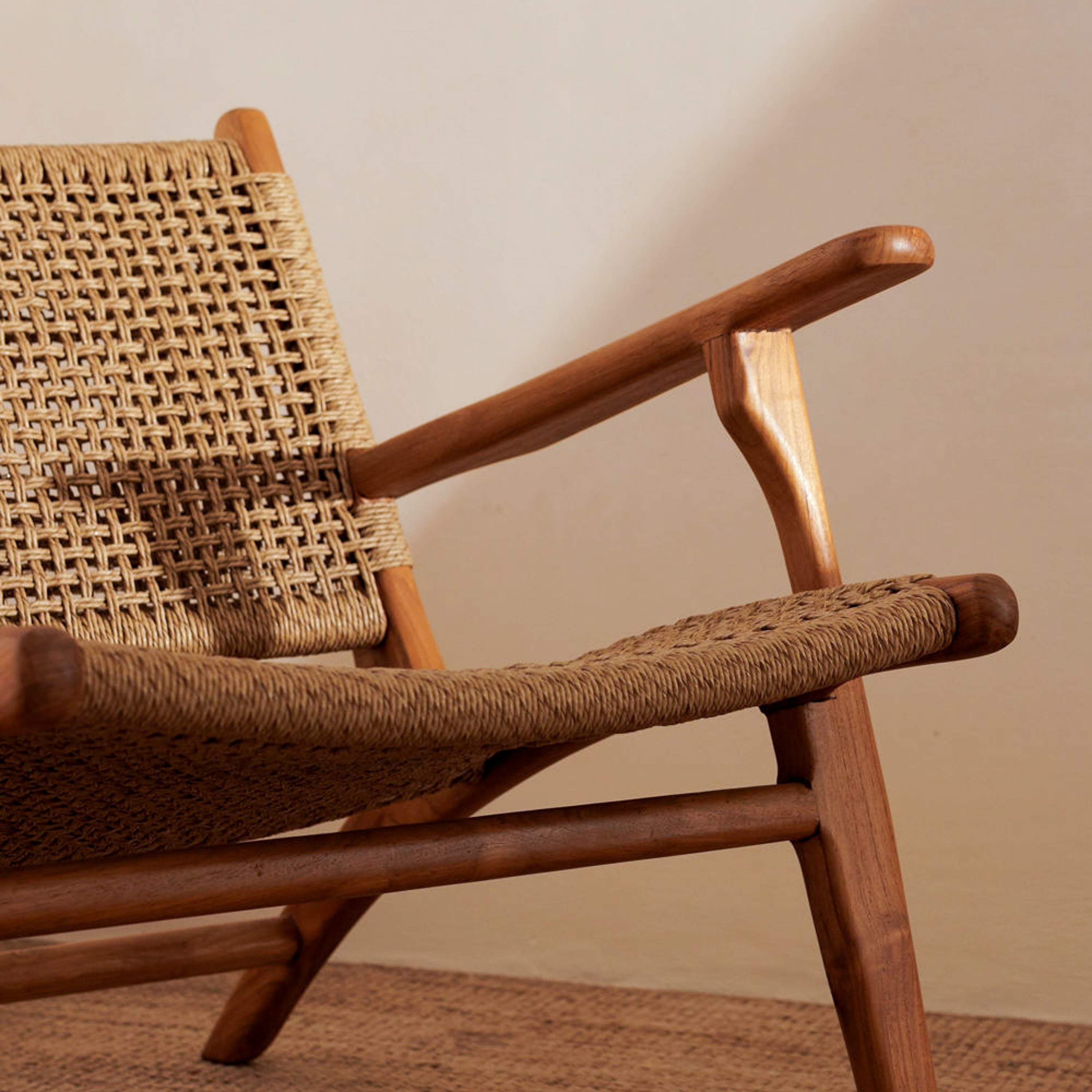 Zara Teak & Rattan Accent Armchair (Reurbished)