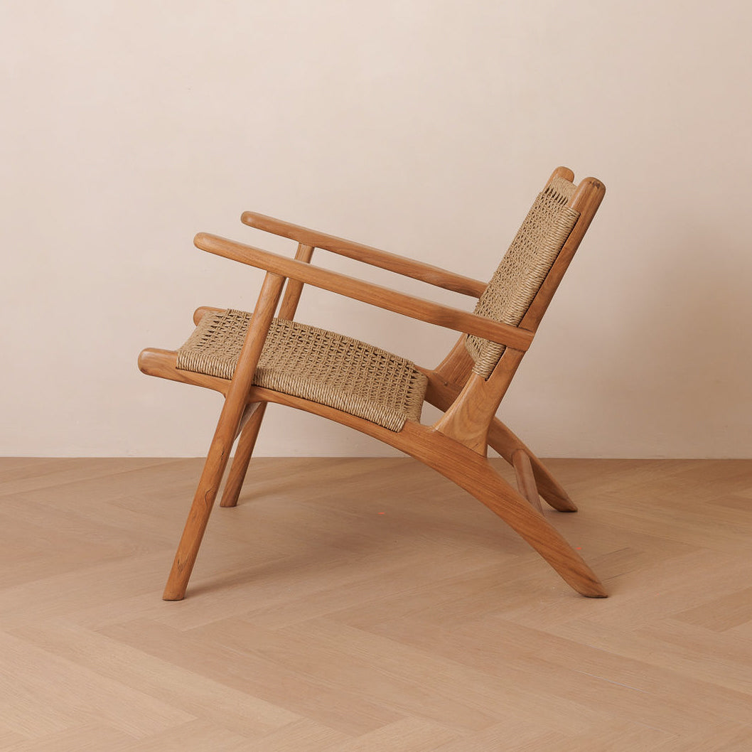 Zara Teak & Rattan Accent Armchair (Reurbished)