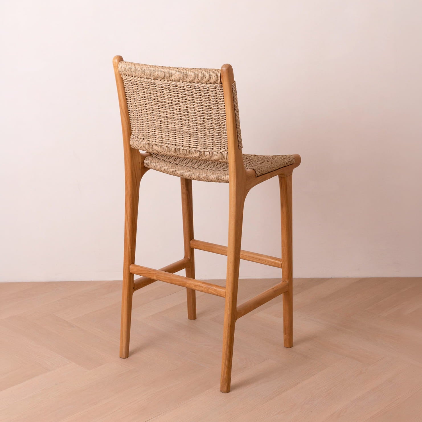 Zara Teak & Rattan Bar Stool (65cm Seat Height)