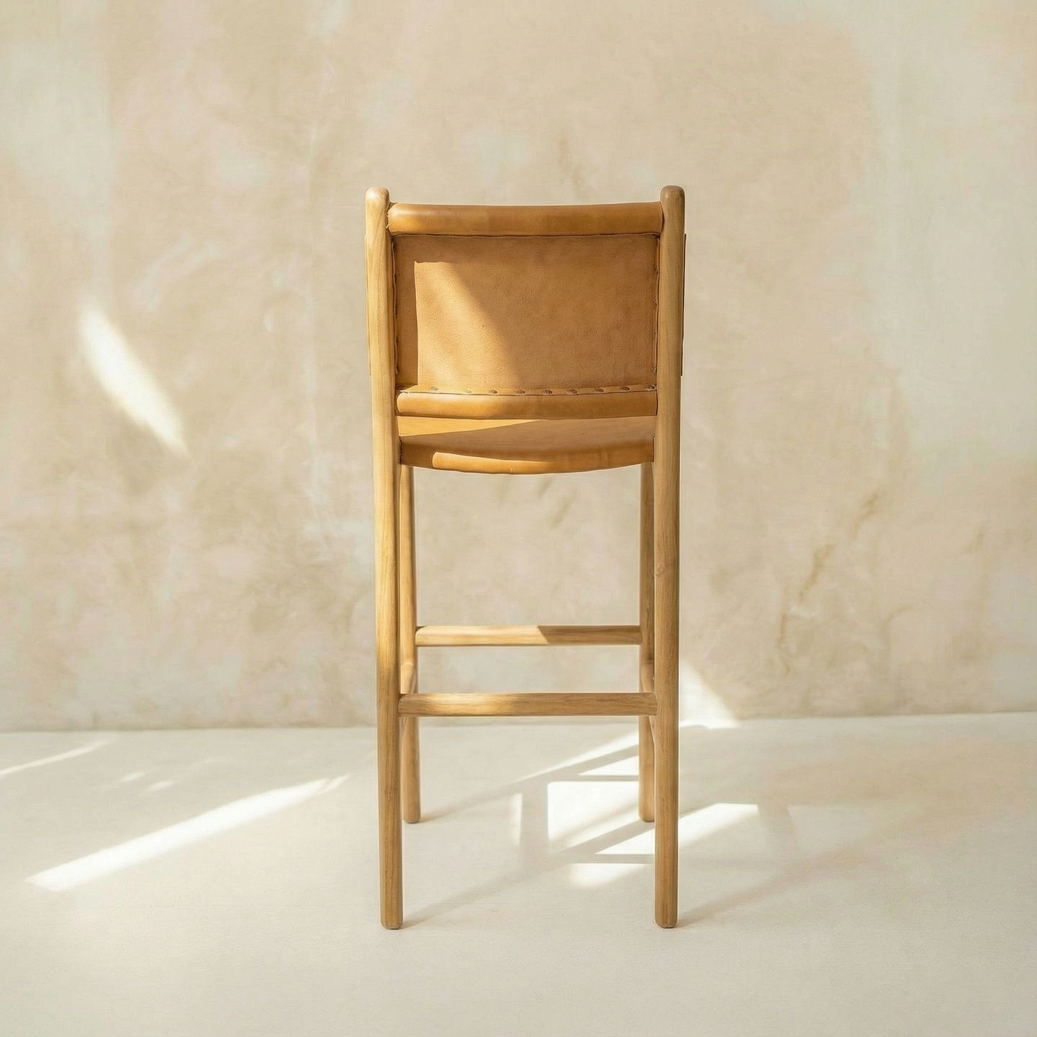 Zara Teak & Leather Bar Stool