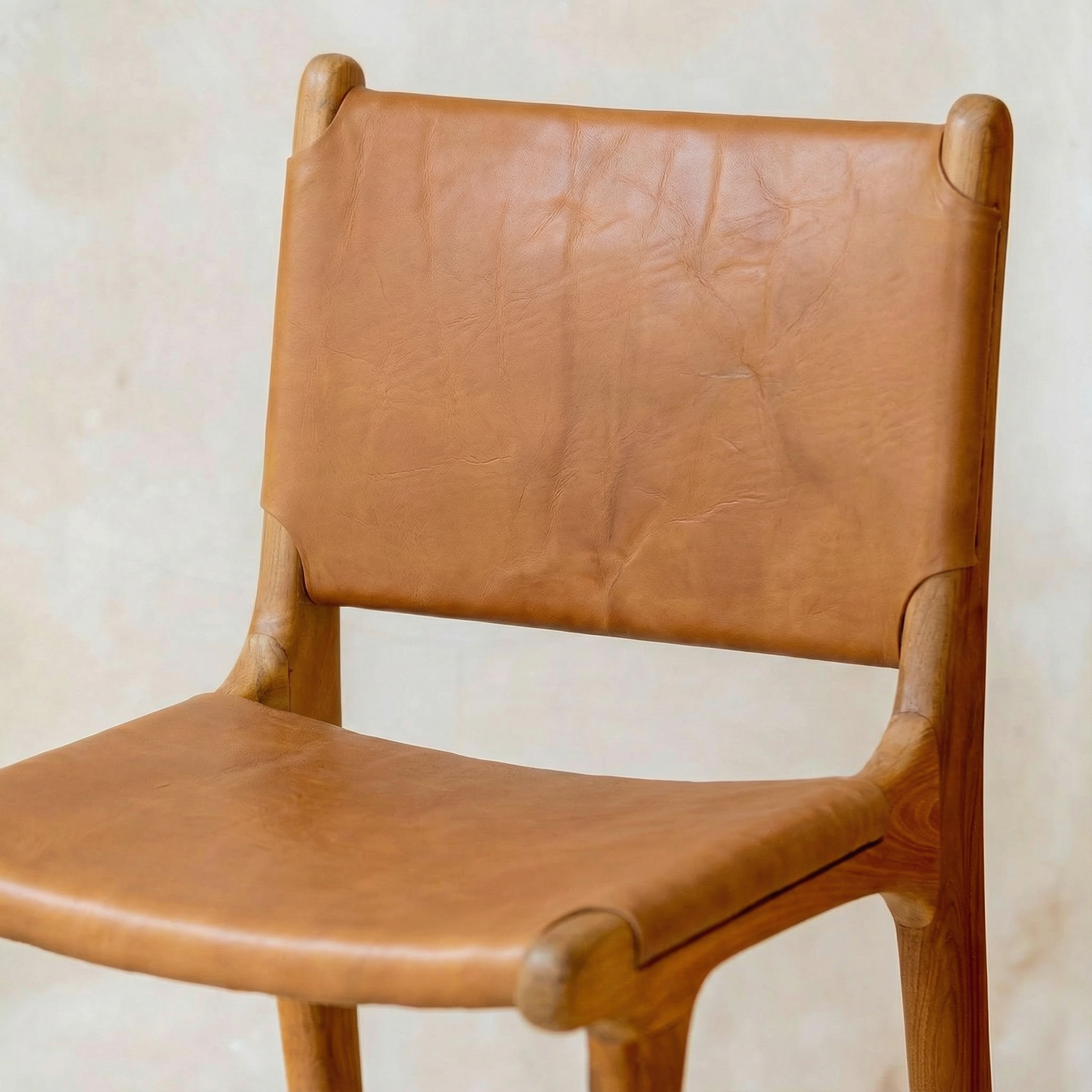 Zara Teak & Leather Bar Stool