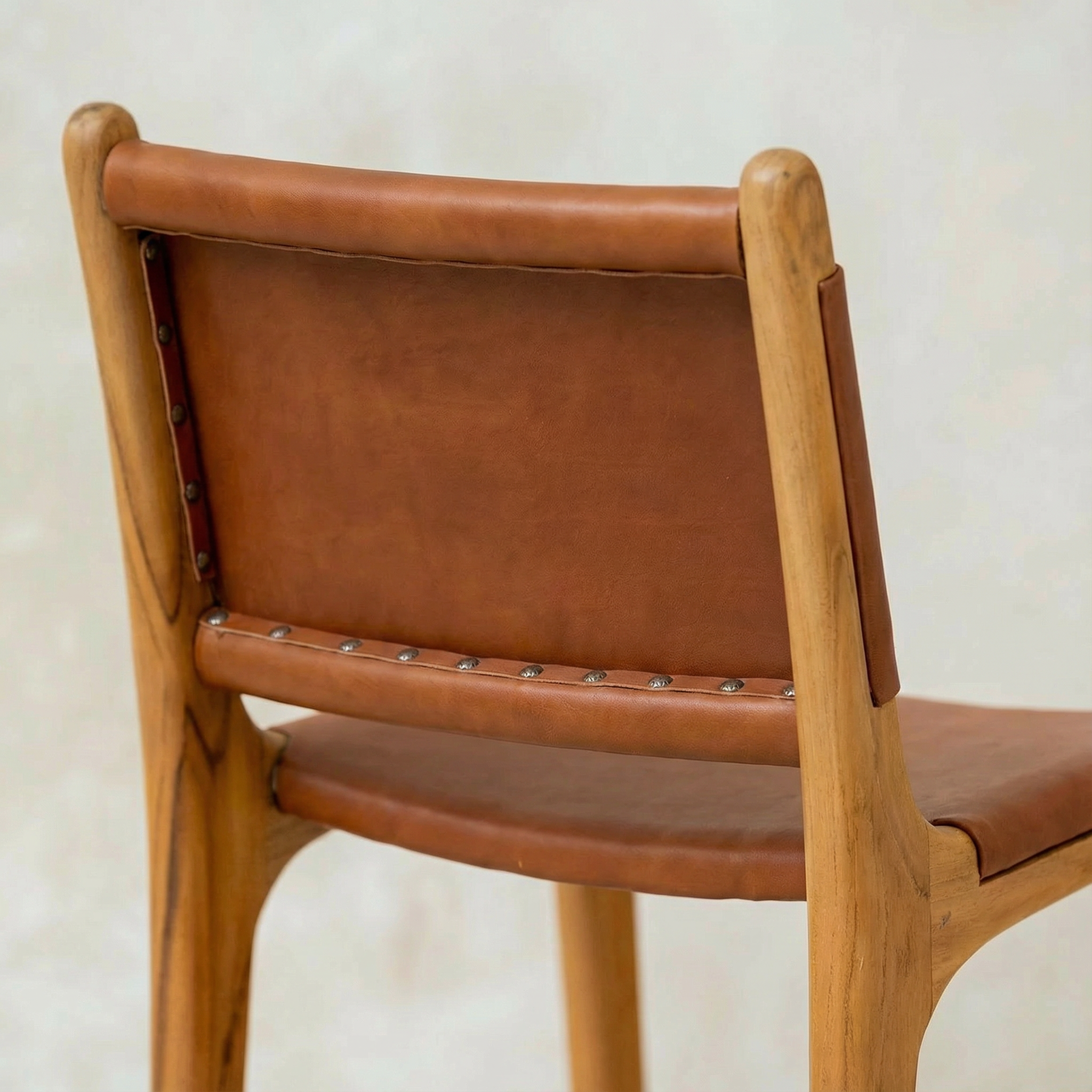 Zara Teak & Leather Bar Stool
