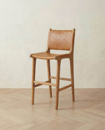Zara Teak & Leather Bar Stool