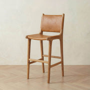 Zara Teak & Leather Bar Stool