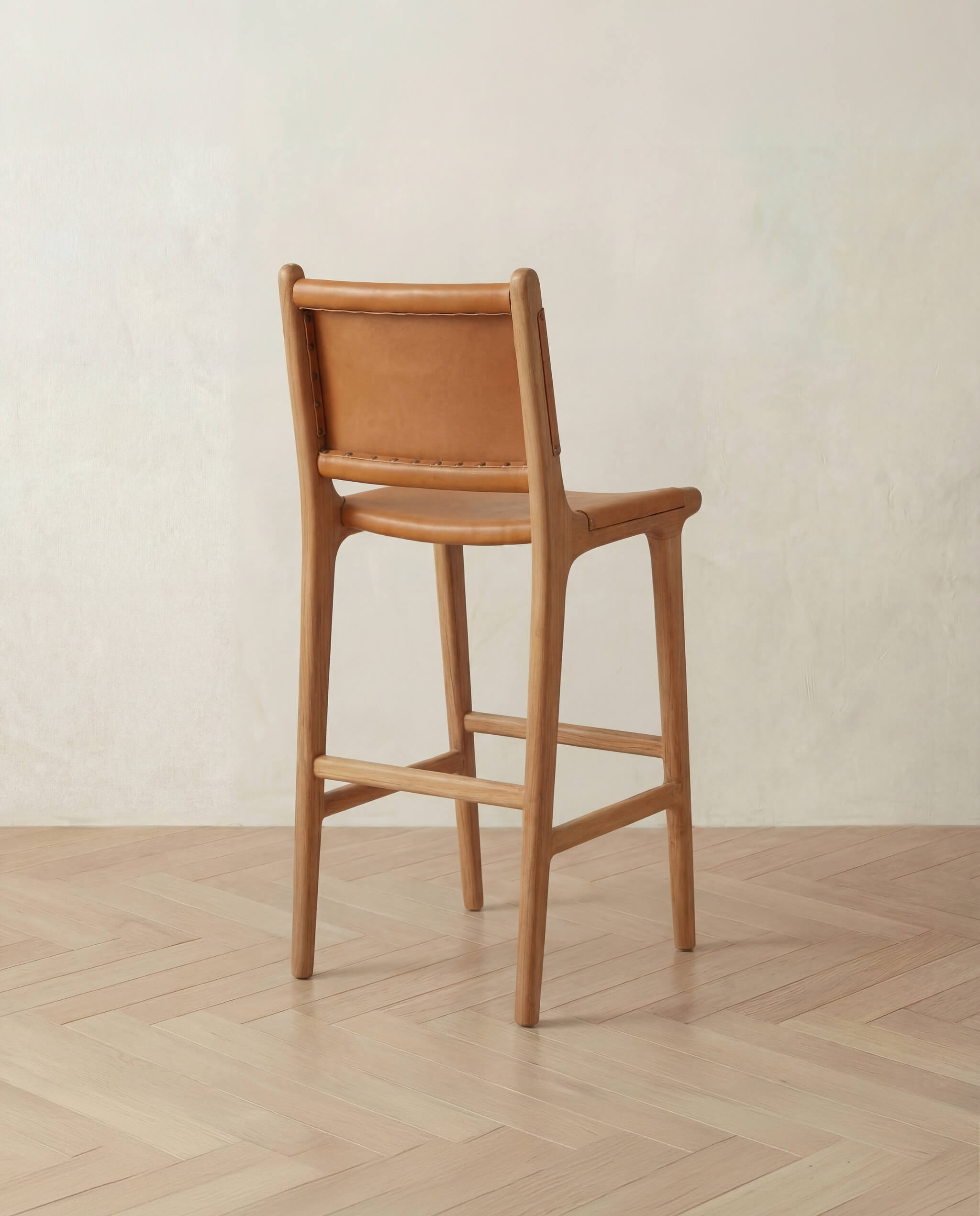 Zara Teak & Leather Bar Stool